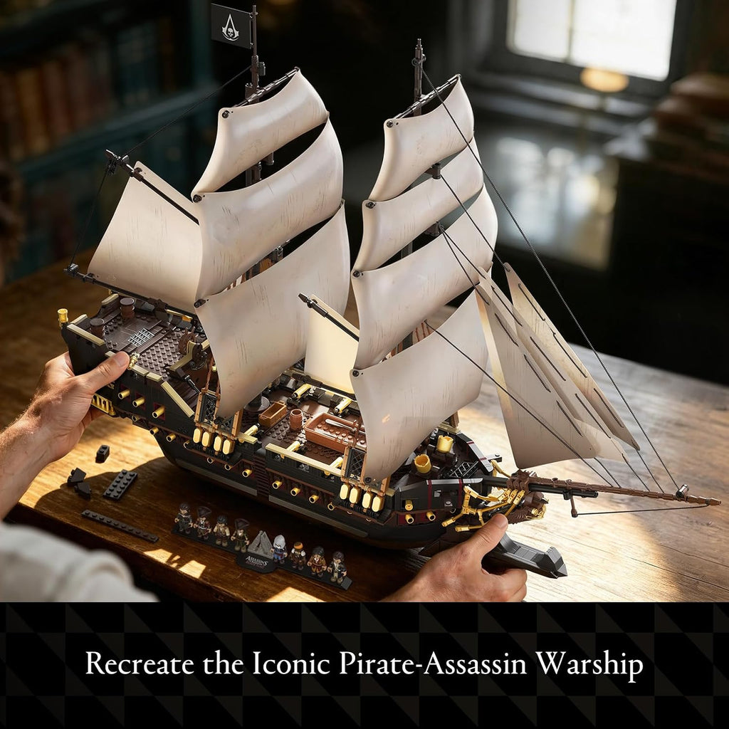 Wise Block Assassin's Creed Black Flag Jackdaw Pirate Ship Building Set | 3781 Pcs Epic Warship Edition Large Model Ship Kit HA395107, Gifts for Adult Collections Enthusiasts, 8 Minifigures Decorate