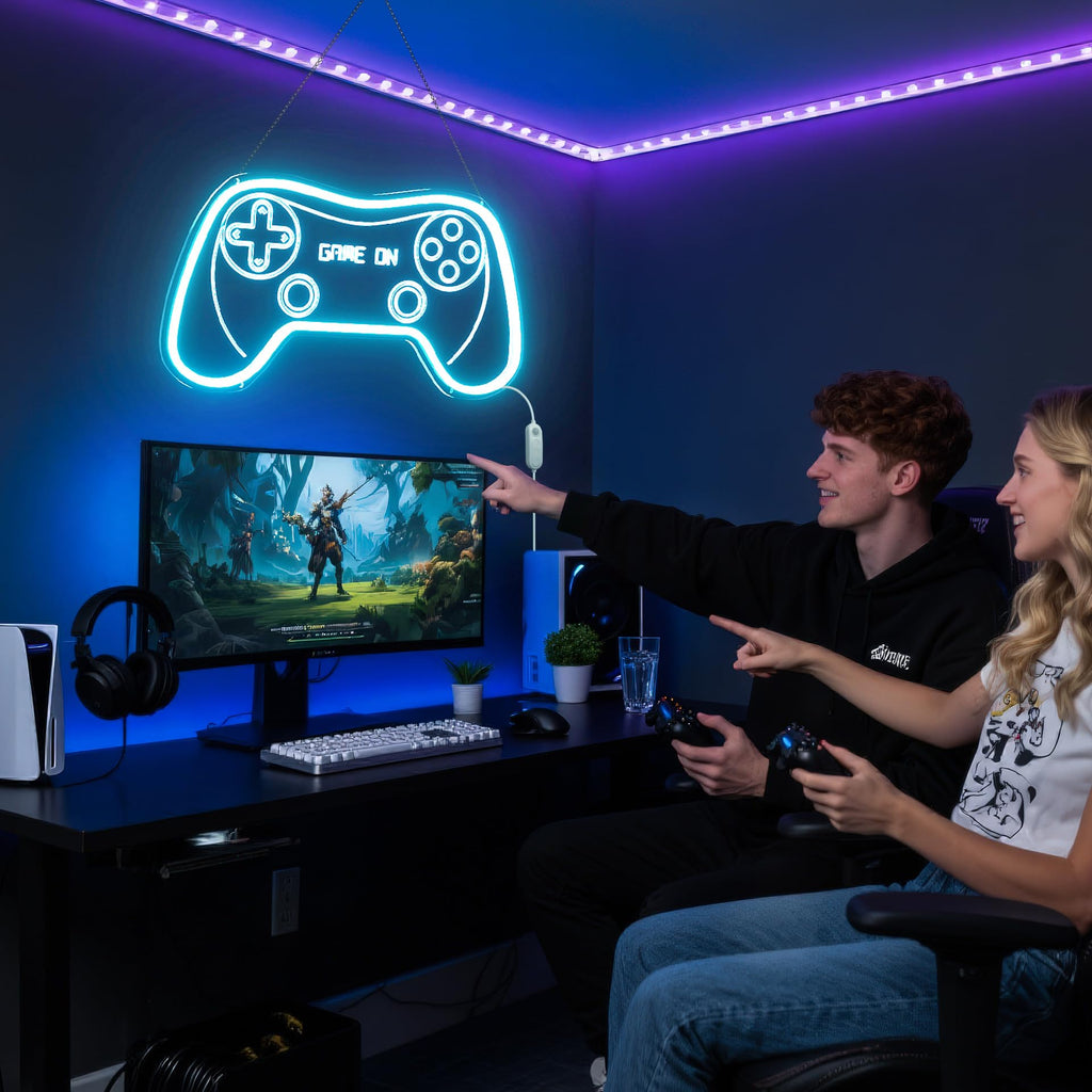 Motion Sensor Gamer Neon Sign Neon Light for Boys Room, Game Controller LED Sign for Gaming Room Decor,Neon Signs USB-Powered With Auto-on/off Switch,Gamer Gifts for Teens,Boys,Kids - Flex Gamingproduct_type