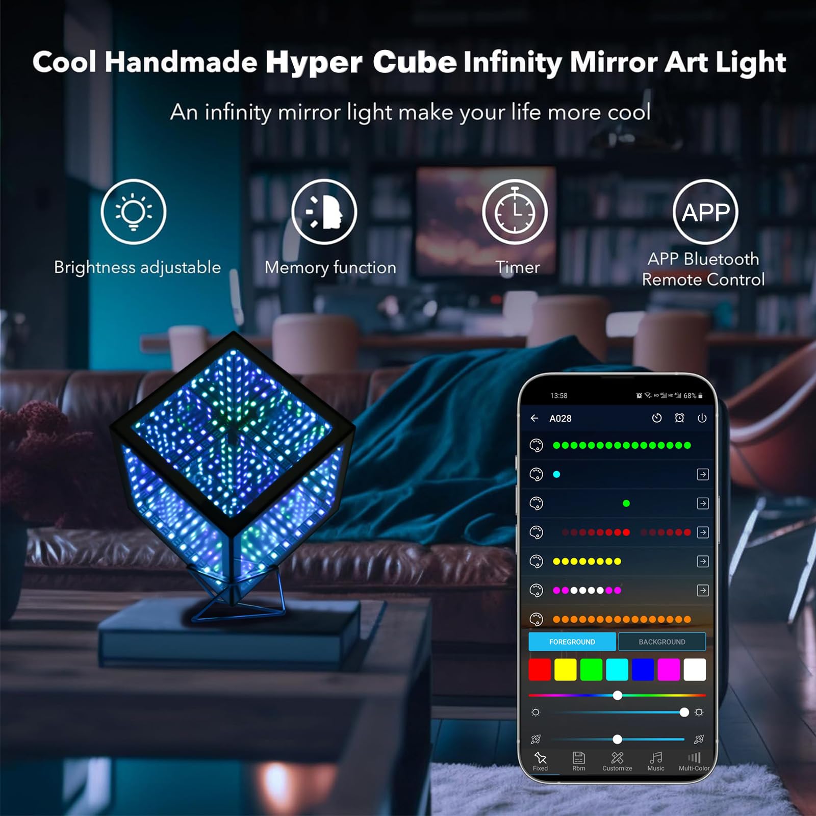 Heepulor Infinity Mirror Hyper Cube LED Lamp – 4 Sizes