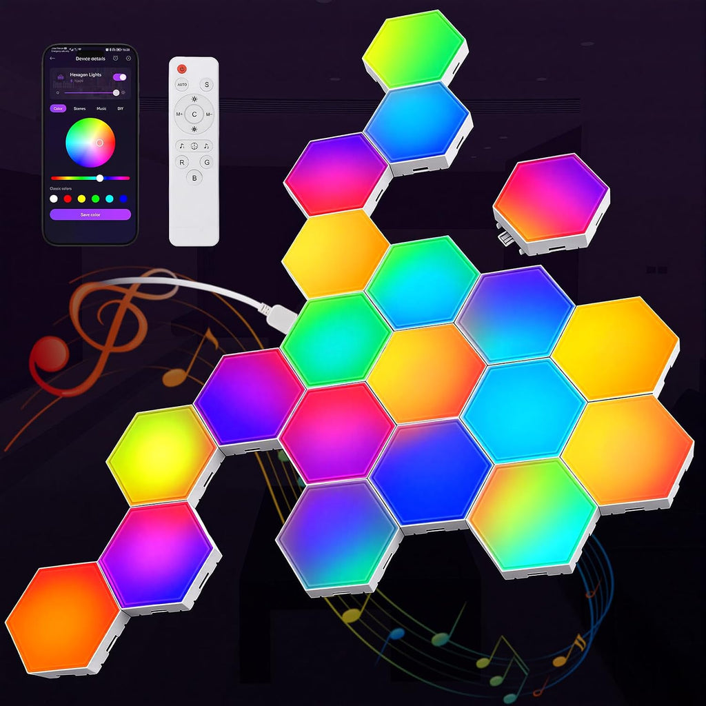NIUCOO RGB Hexagon LED Wall Panels – 3 Sizes