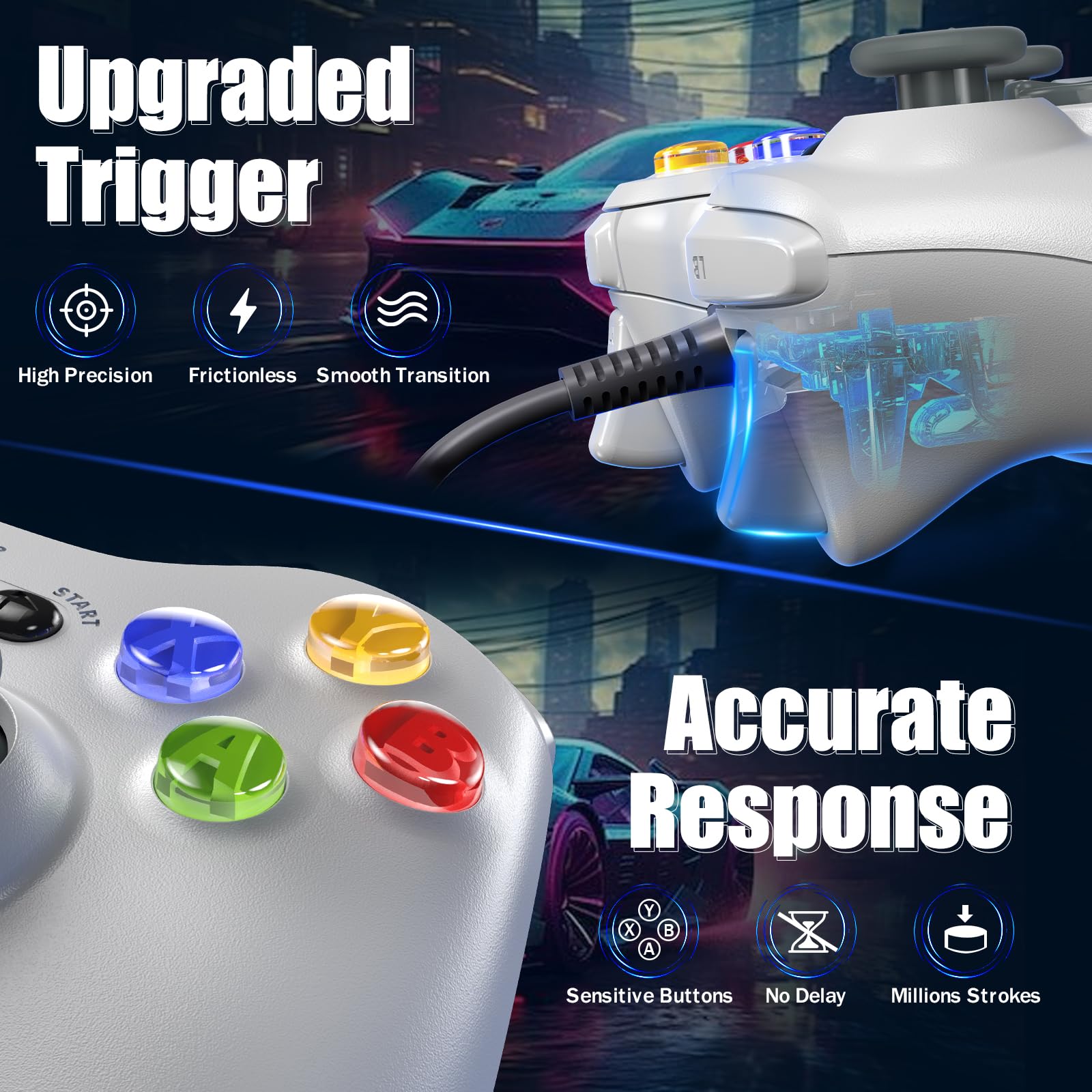 Gamrombo Wireless Controller for Xbox One, Xbox Series X/S, Xbox One X/S, PC, LED Gaming Controller with TURBO,Macro Function,3.5mm Audio Jack - Flex Gamingproduct_type