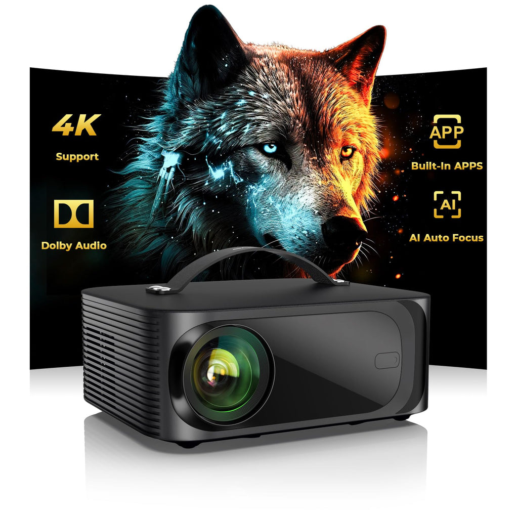 Outdoor-Projector-4K with WiFi and Bluetooth: [3000 Brightness/50W DoIby/Built-in APPs] Portable-Projector Smart OS 2.0&AI Auto Focus, ONOAYO Movie Proyector Compatible with Netflix/YouTube/PrimeVideo - Flex Gamingproduct_type