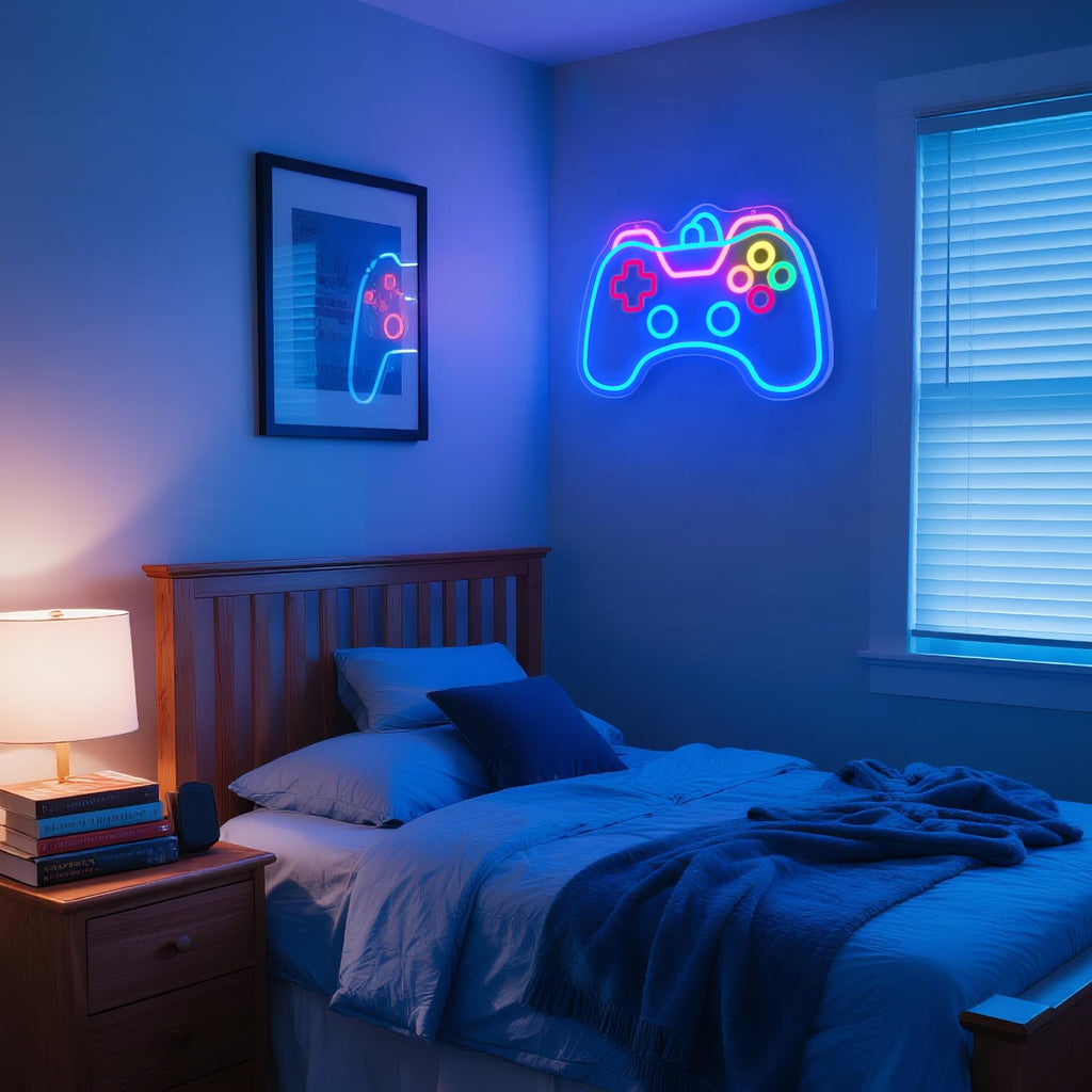 Gamer Mode Neon Sign for Gaming Room Decor, USB Powered LED Wall Light with Dimmer, Cool Gamer Setup Accessories for Bedroom, Streamer Background, Teen Boy Game Room, Man Cave