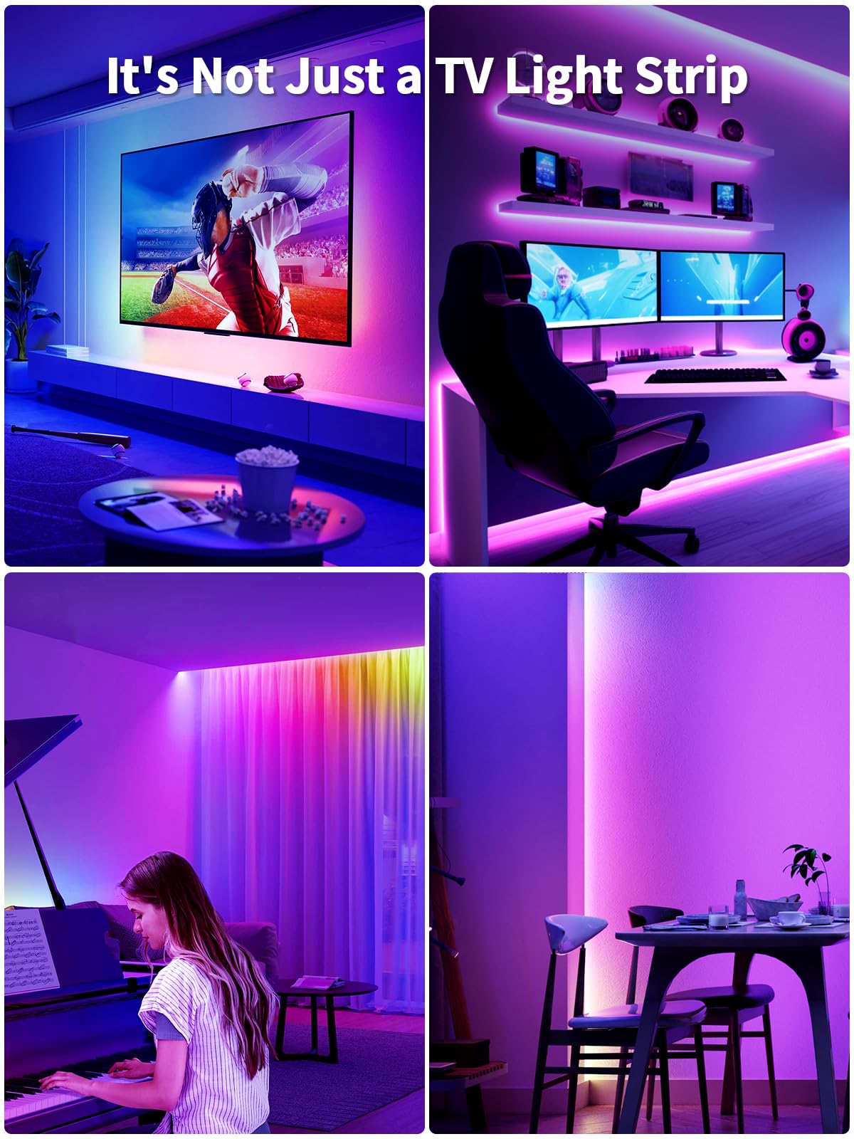 KANTUTOE LED Lights for TV, 19.68ft LED Backlights for 65-80in TV, RGB TV Backlight with Music Sync Bluetooth APP and Remote Control TV Lights Strip USB Powered LED Lights for Bedroom, Gaming - Flex Gamingproduct_type