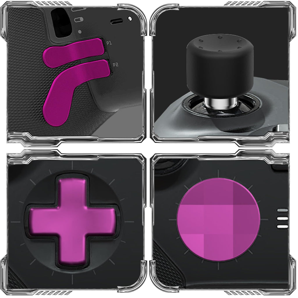 CHARM FOCUS 16-in-1 Metal Thumbsticks Replacement Kits for Xbox Elite Series 2, Xbox Elite 2 Controller Accessories, Includes Magnetic Joysticks, Paddles, Silicone Caps, D-Pads, 1 Tool (Volcano Red) - Flex Gamingproduct_type