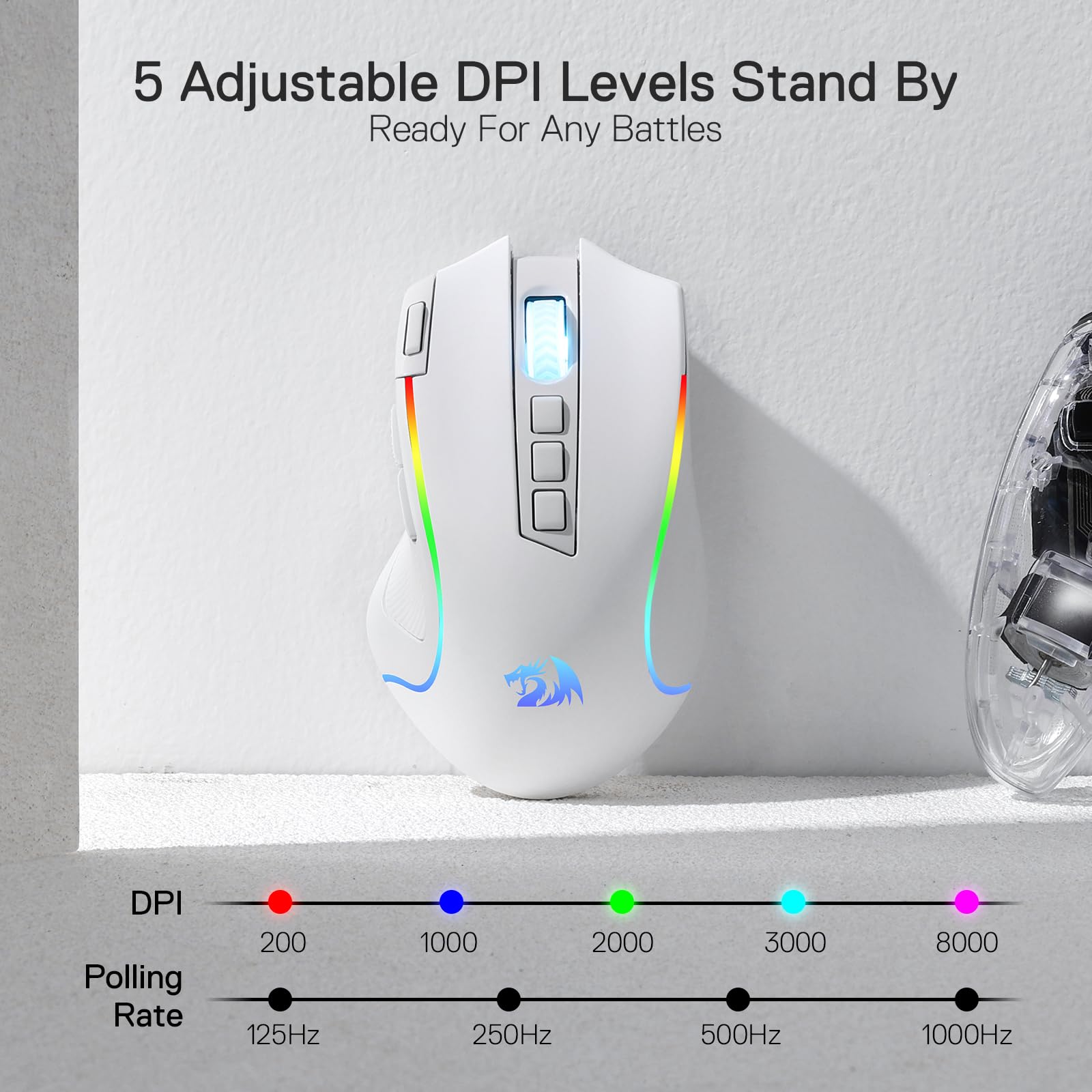 Redragon M612 Predator RGB Gaming Mouse, 8000 DPI Wired Optical Mouse with 11 Programmable Buttons & 5 Backlit Modes, Software Supports DIY Keybinds Rapid Fire Button - Flex Gamingproduct_type