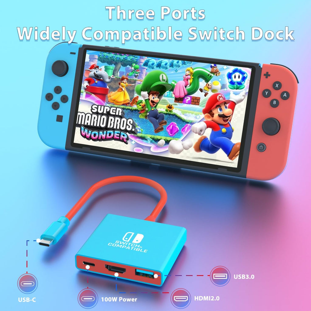 pdobq Portable Nintendo Switch Docking Station – 3 Cable Lengths