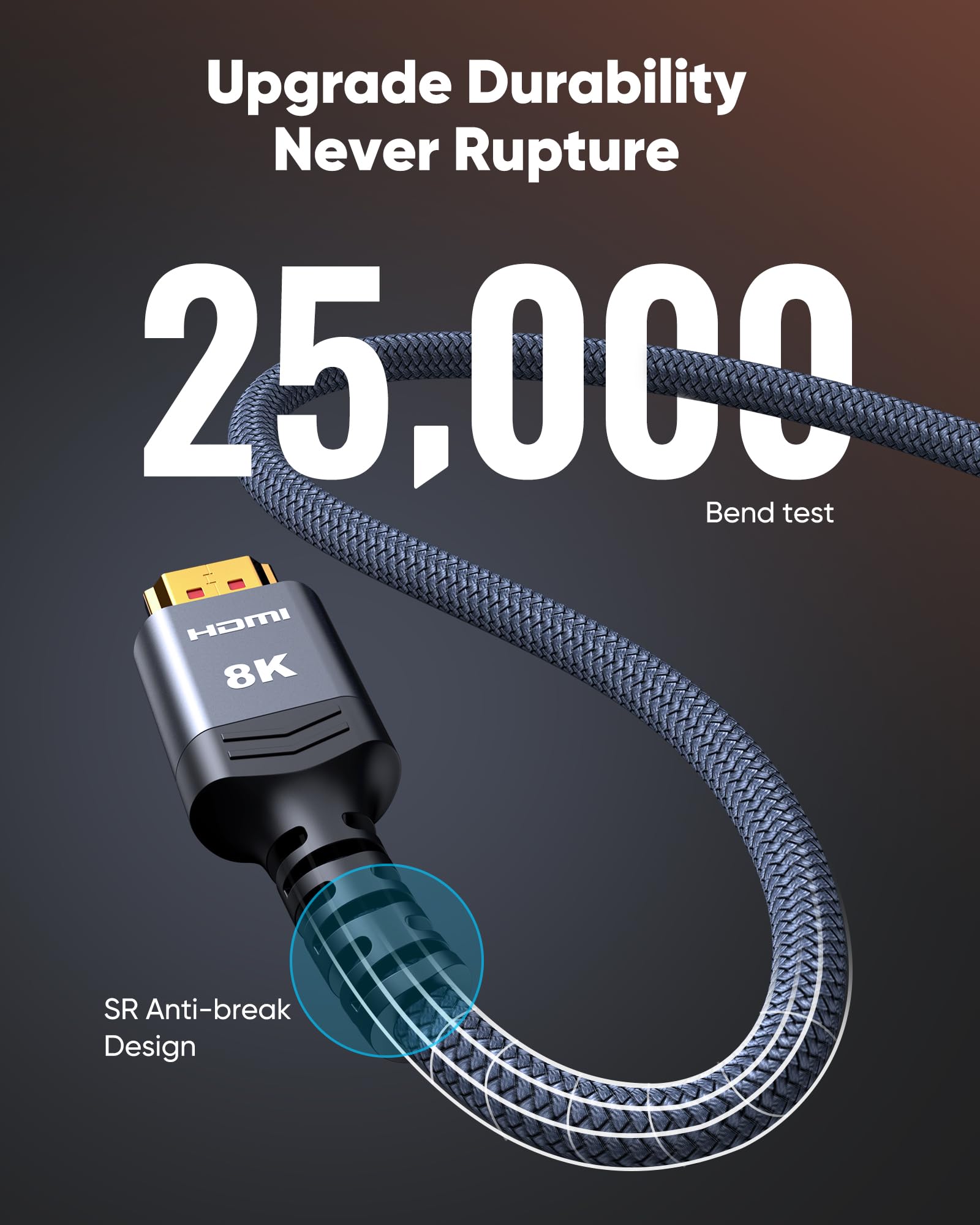 Highwings 8K 10K 4K HDMI Cable 48Gbps 6.6FT/2M, Certified Ultra High Speed 2.1 HDMI Cable Braided Cord-4K@120Hz 8K@60Hz, DTS:X, HDCP 2.2 & 2.3, HDR 10 Compatible with DVD Player/PS5/HDTV/Blu-ray - Flex Gamingproduct_type