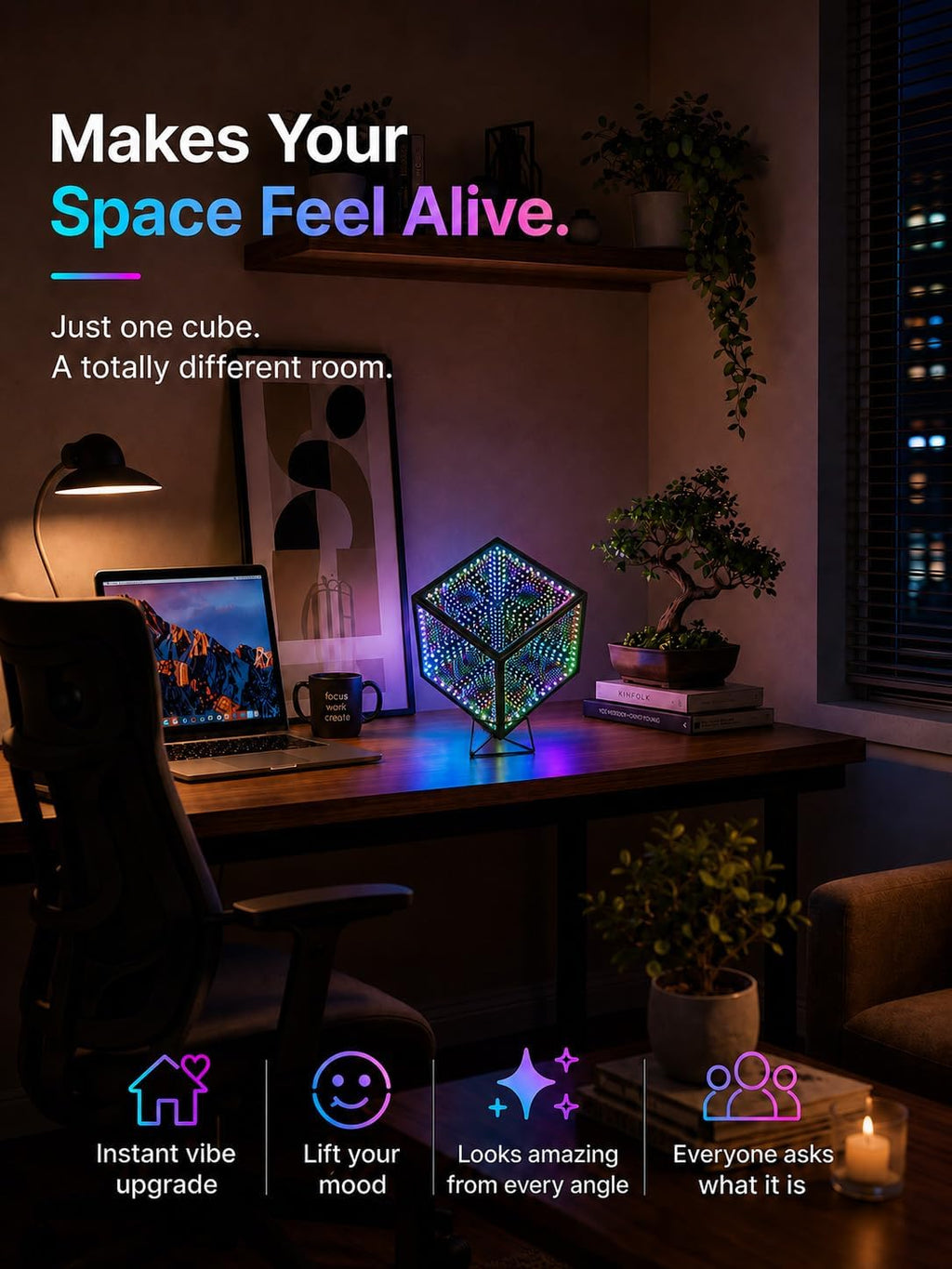 Heepulor Infinity Mirror Hyper Cube LED Lamp – 4 Sizes