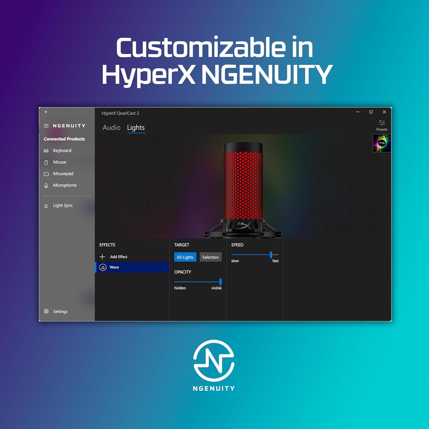 HyperX Quadcast 2 Frost – USB Microphone for Gaming, Streaming and Podcasting, with On-Board Controls, LED Lighting, Removable Shock Mount