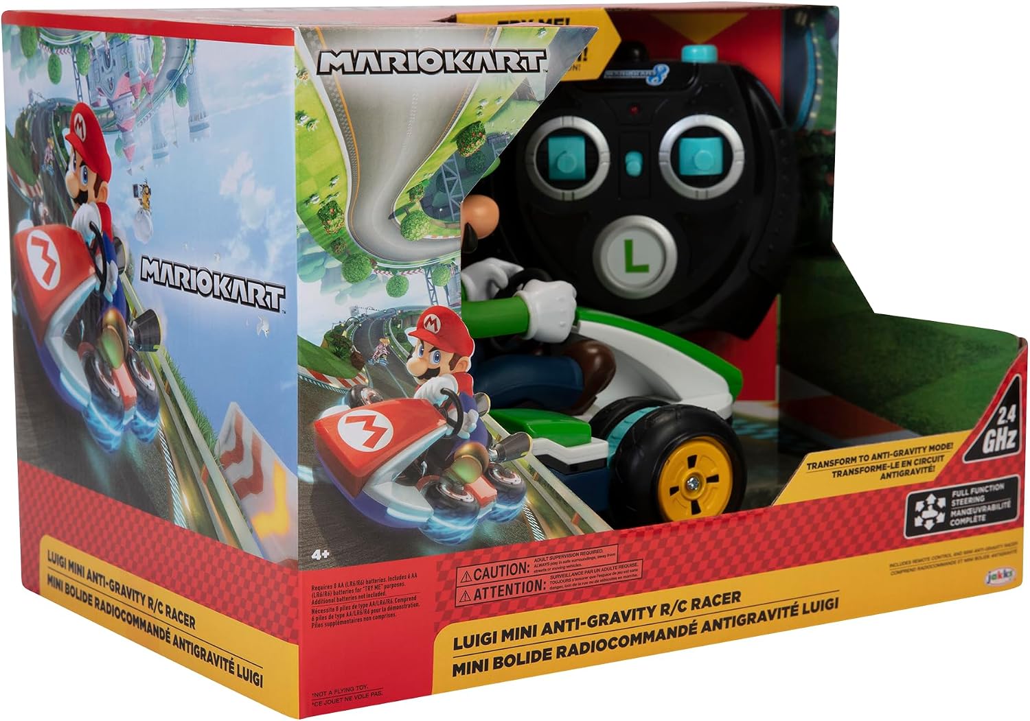 Nintendo Mario Kart 8 Luigi Mini Anti-Gravity Rc Racer 2.4Ghz, with Full Function Steering Create 360 Spins, Whiles & Drift!Up to 100'. Range - for Kids Ages 4+
