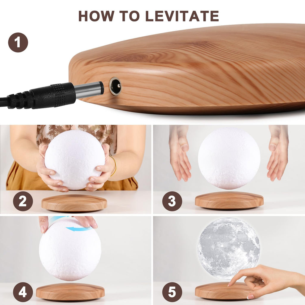 GROPINFLY Levitating Moon Lamp – 18 Colors & Multicolor