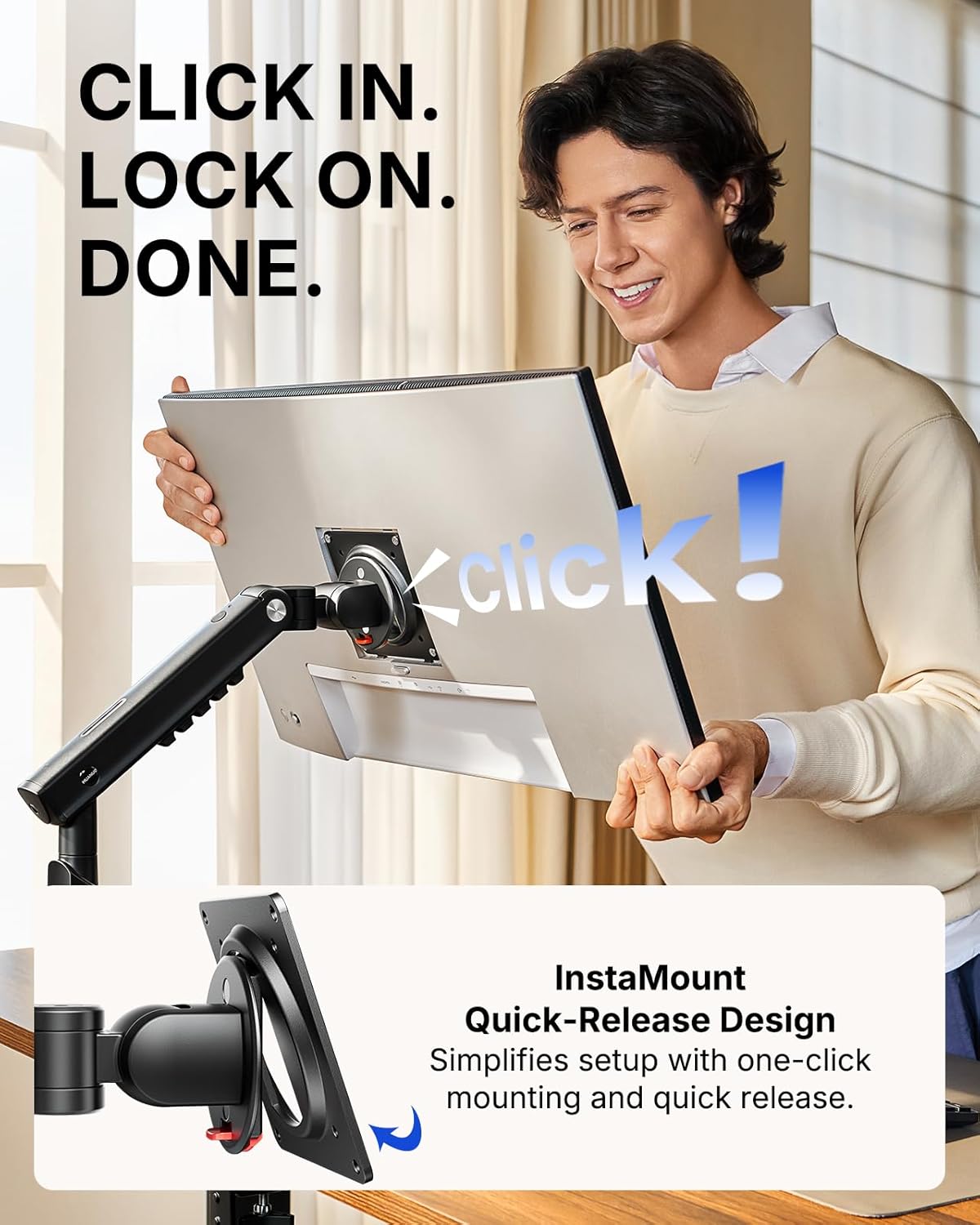 HUANUO FlowLift™ Pro Monitor Arm for 13–32" Screens, MechaSpring Monitor Mount, Fully-Adjustable Monitor Stand with Tilt/Swivel/Rotation, Tool-Free VESA Mount, C-Clamp/Grommet Base, Max Load 19.8 lbs - Flex Gamingproduct_type
