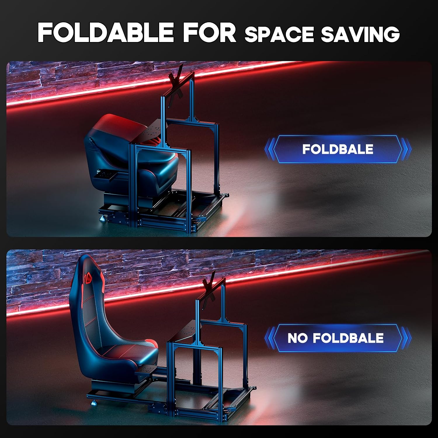 DIWANGUS Racing Simulator Cockpit Sim Racing Cockpit - Foldable Racing Cockpit with Monitor Mount & Seat, Adjustable Sim Rig for Logitech G29/G920/G923/G PRO/RS50, Thrustmaster, MOZA Driving Simulator - Flex Gamingproduct_type