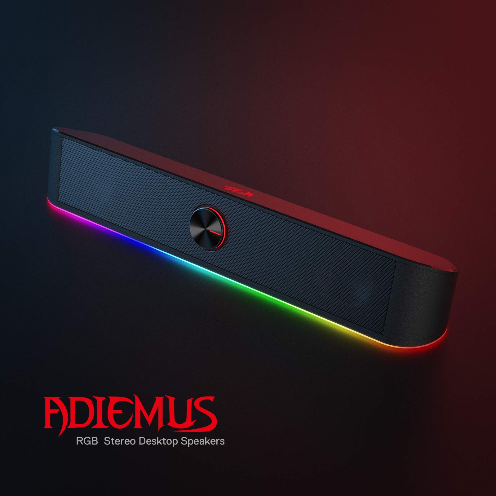 Redragon GS560 RGB Desktop Soundbar, 2.0 Channel Computer Speaker with Dynamic Lighting Bar Audio-Light Sync/Display, Touch-Control Backlit with Volume Knob, USB Powered w/ 3.5mm Cable, Black - Flex Gamingproduct_type