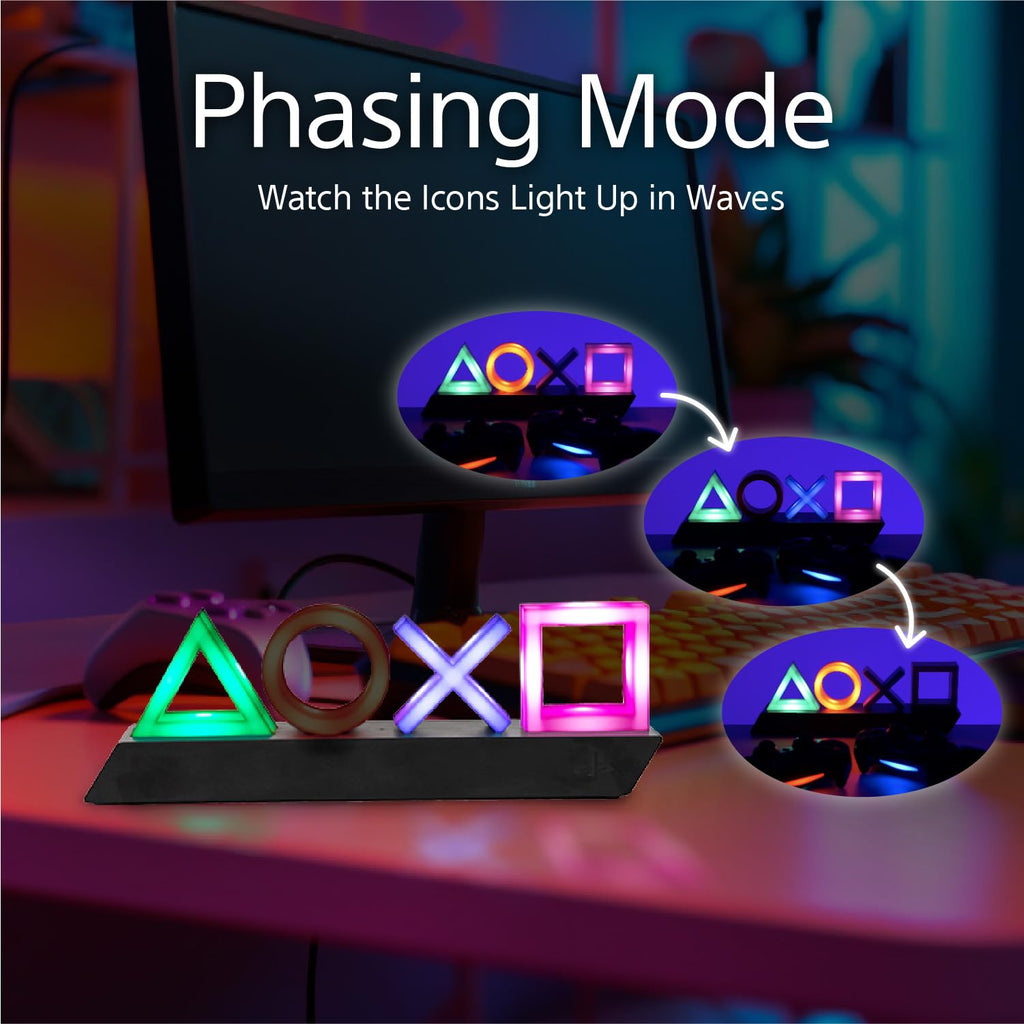 Paladone Playstation Controller Icons Light with 3 Light Modes - Sound Reactive, Dynamic Phasing, and Standard Mode - Gaming Desk Accessories and Game Room Decor - Flex Gamingproduct_type