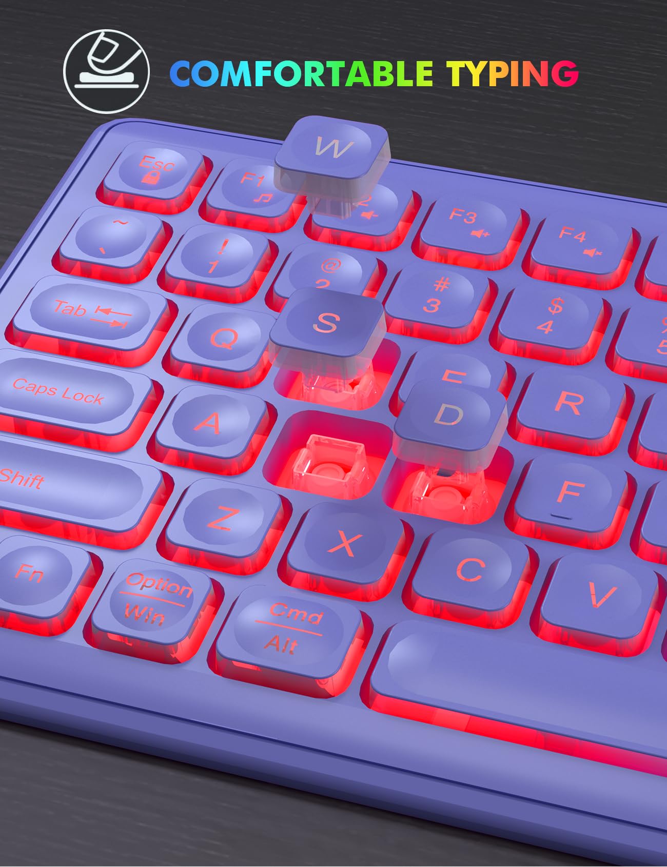 Wireless Keyboard and Mouse Combo, RGB Backlit, Rechargeable & Light Up Letters, Full-Size, Soft Typing, Sleep Mode, 2.4GHz Quiet Keyboard Set for Mac, Windows, Laptop, PC, Trueque KM42Pro (Black) - Flex Gamingproduct_type