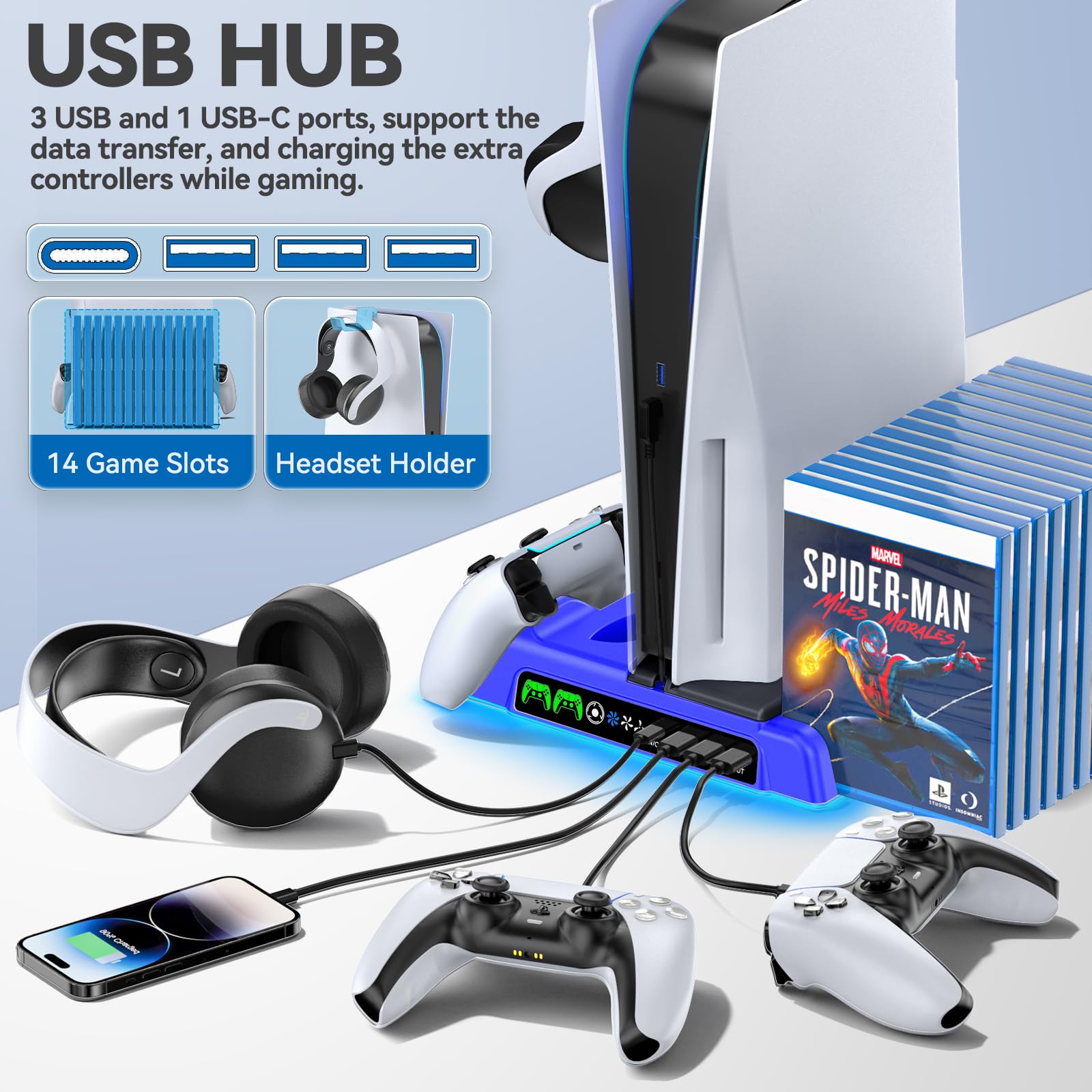 OIVO PS5 Stand & Cooling Station with Controller Charging – 5 Colours