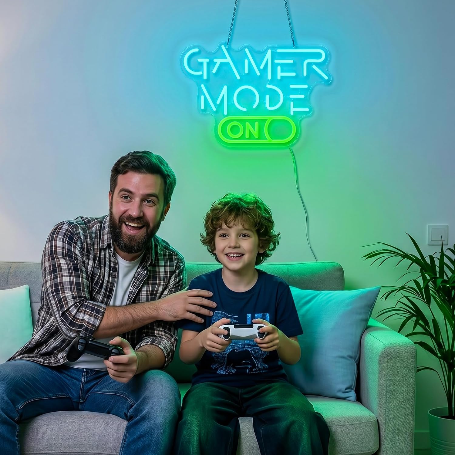 Gamer Mode Neon Sign for Gaming Room Decor, USB Powered LED Wall Light with Dimmer, Cool Gamer Setup Accessories for Bedroom, Streamer Background, Teen Boy Game Room, Man Cave