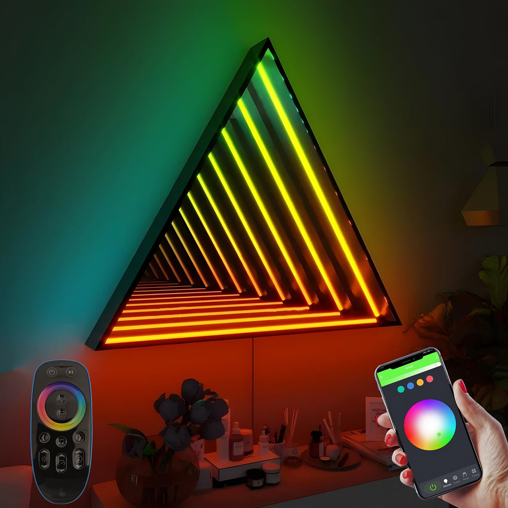 3D Infinity Mirror Light, 28" Octagon LED Tunnel Wall Light with 358 LEDs, App & Remote RGB Color Changing Mirror for Gaming Room Decor, Party, Bar, Geometric Art Deco Wall Mounted - Flex Gamingproduct_type