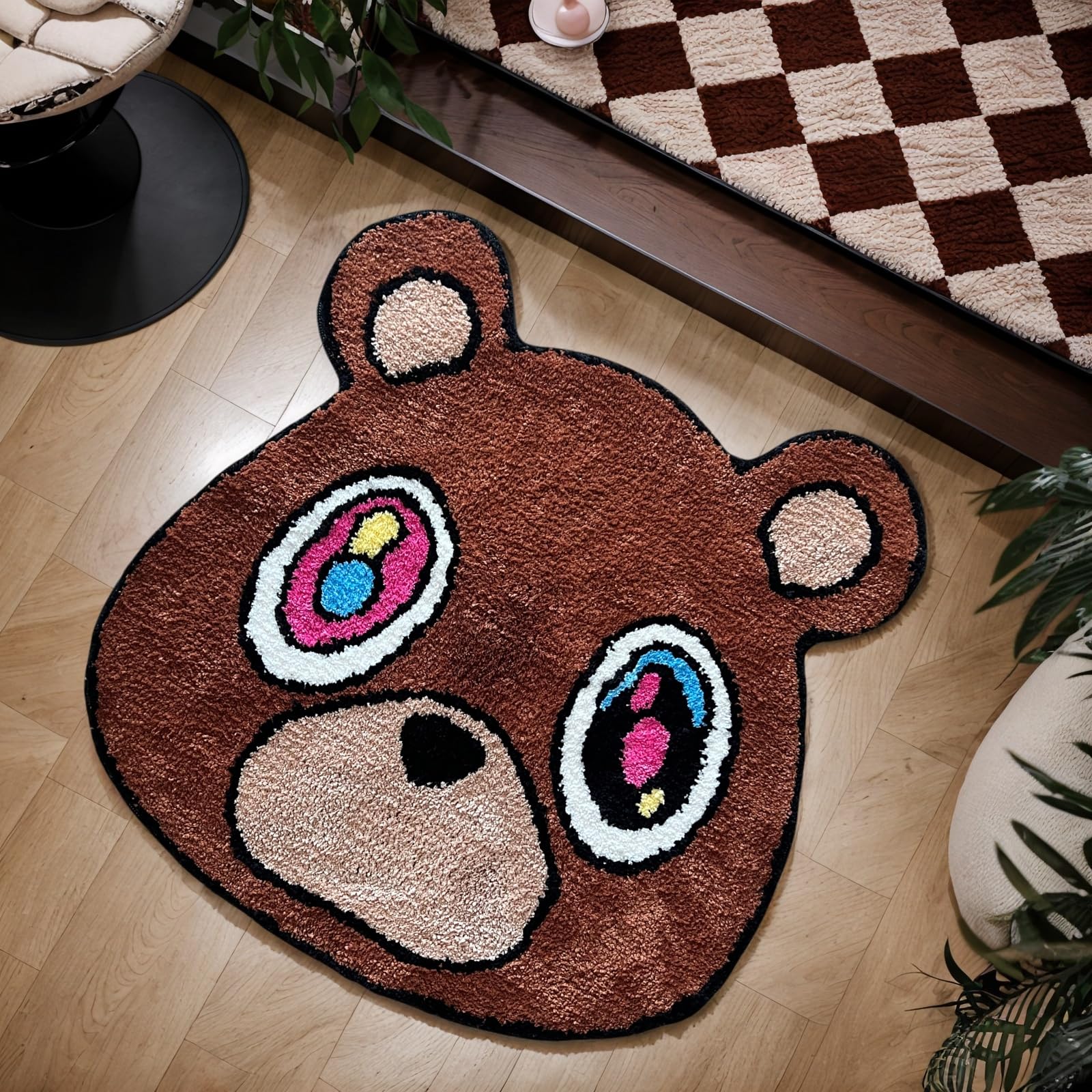 Graduation Bear Rug - Hypebeast Room Decor, Ultra-Soft Hypebeast Rugs with TPR Non-Slip Backing, Trendy Cloud-Like Plush Cute Carpet, Cool Rugs for Bedroom & Man Cave (28"x28") - Flex Gamingproduct_type