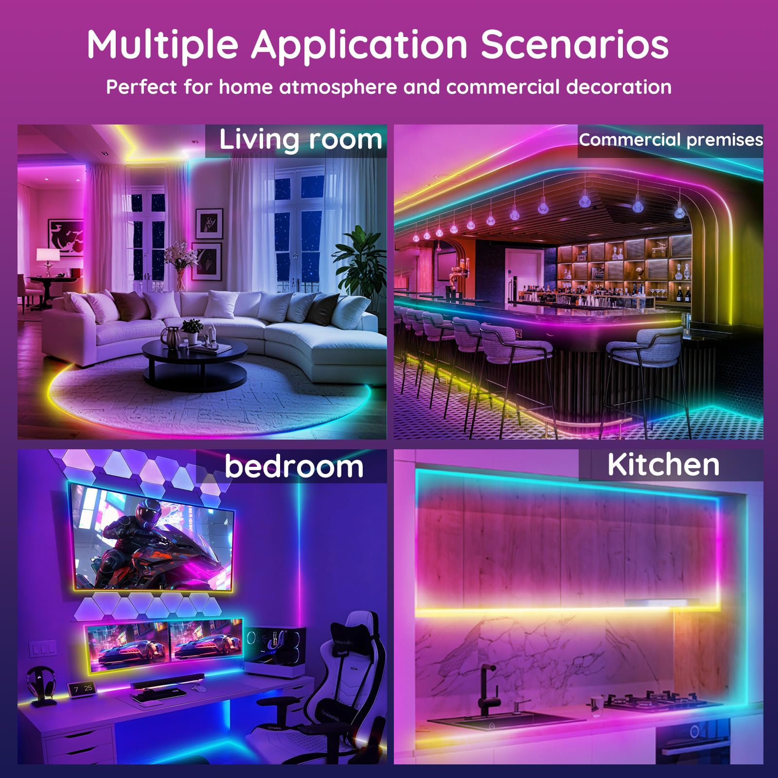 FBZ 200Ft Led Rope Lights, Flexible Neon Lights Control with App/Remote, Multiple Modes, IP65 Outdoor RGB Waterproof, Music Sync Gaming Light Strip for Bedroom Decor (200FT)