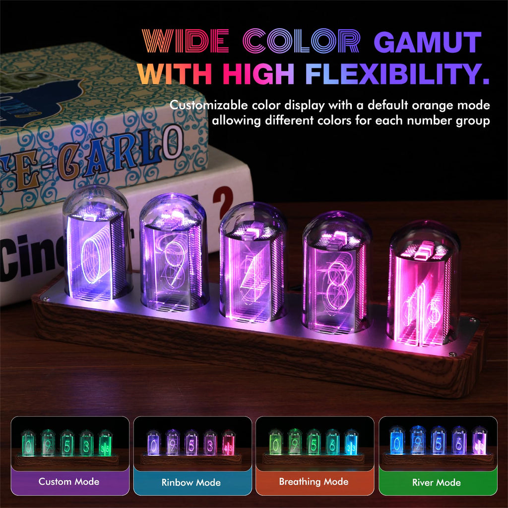 ClocTeck Nixie Tube Clock – Brown, Walnut & 6 Tubes