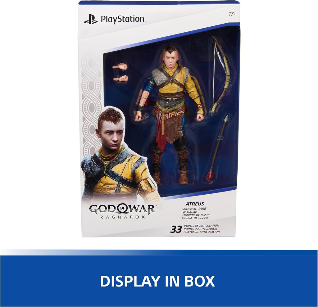 PlayStation God of War Ragnarok, 6” Atreus Action Figure with 4 Accessories, The Shapes Collection, for PS5 Fans & Collectors Ages 17+