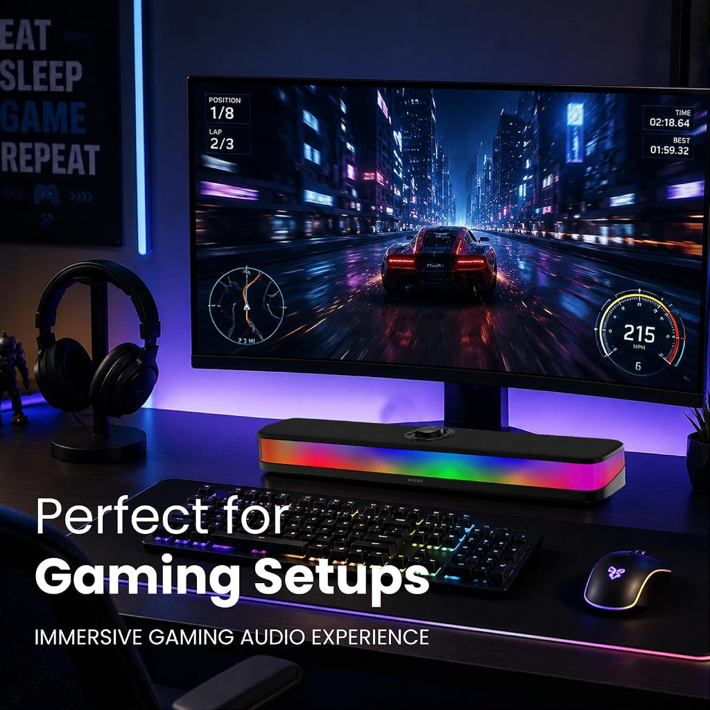 Philips PC Sound Bar Desktop Speaker with Bluetooth 5.4 & RGB