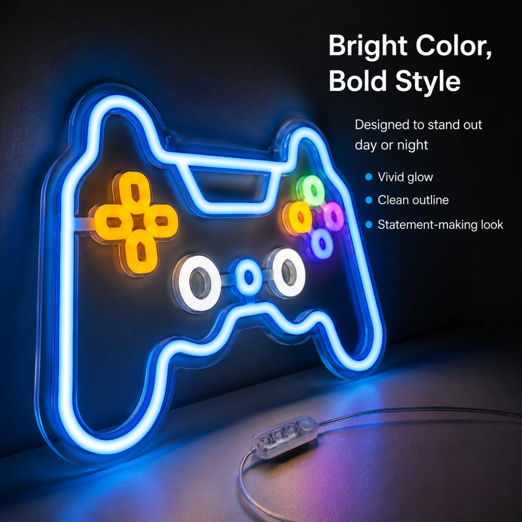Motion Sensor Gamer Neon Sign Neon Light for Boys Room, Game Controller LED Sign for Gaming Room Decor,Neon Signs USB-Powered With Auto-on/off Switch,Gamer Gifts for Teens,Boys,Kids - Flex Gamingproduct_type
