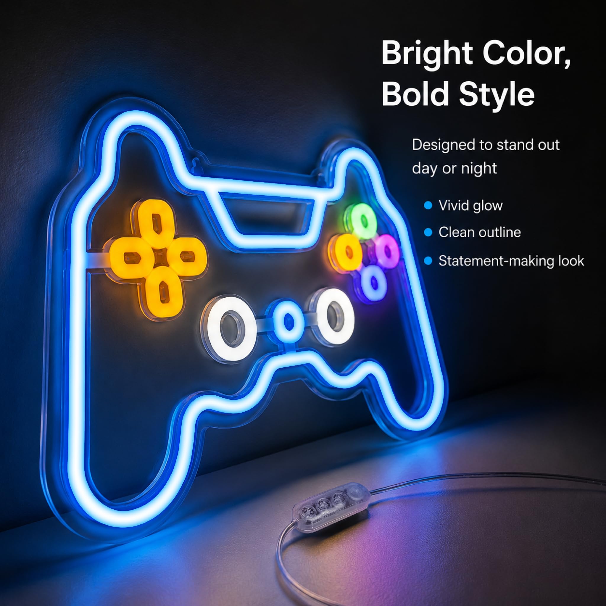 Motion Sensor Gamer Neon Sign Neon Light for Boys Room, Game Controller LED Sign for Gaming Room Decor,Neon Signs USB-Powered With Auto-on/off Switch,Gamer Gifts for Teens,Boys,Kids - Flex Gamingproduct_type