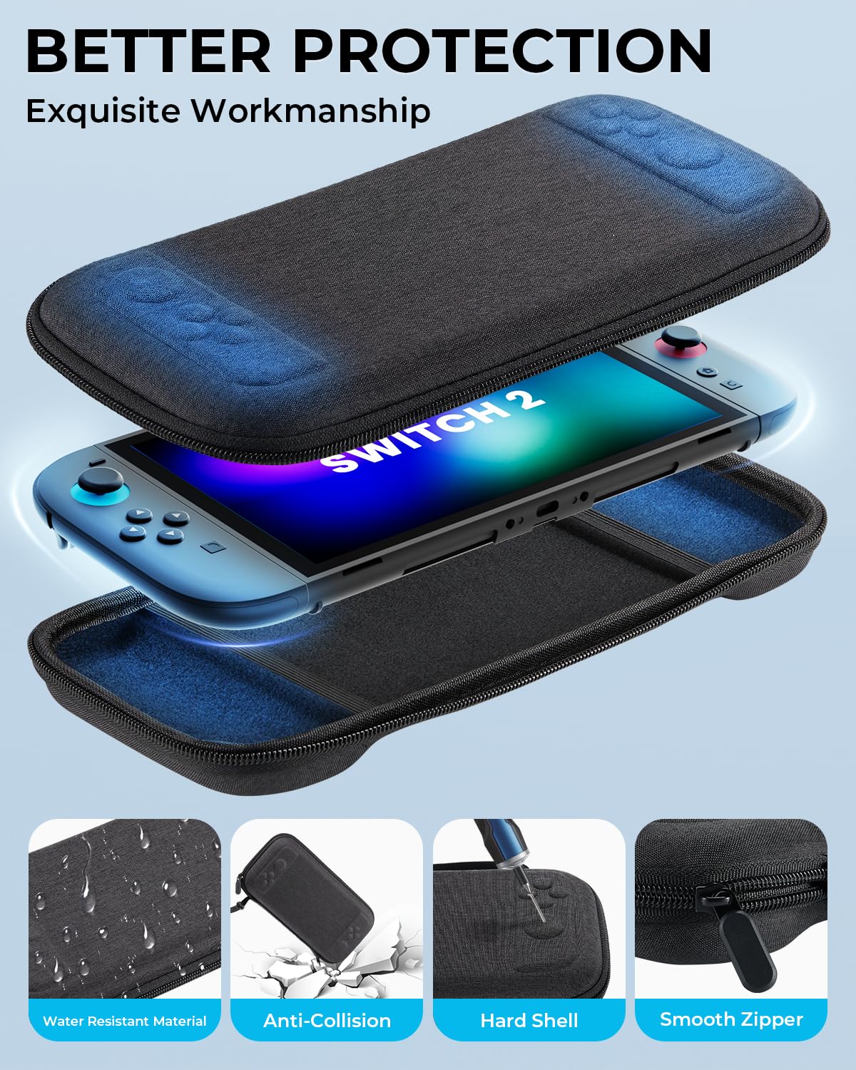Pro Controllers Accessories Bundle for Nintendo Switch 2 18-in-1: Carrying Case, Screen Protector, Thumb Grip for Joycon, Dockable Console Protective Cover Shell, Steering Wheel, 2025 Switch2 Game Kit - Flex Gamingproduct_type