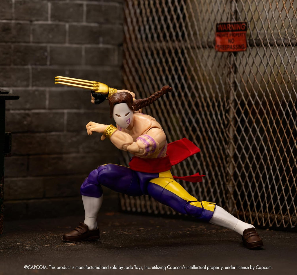 Jada Toys Street Fighter Vega figurine (15 cm) - movable collector's and action figure from Street Fighter 2: The Final Challengers, with alternative head, hands and accessories, for 13 years