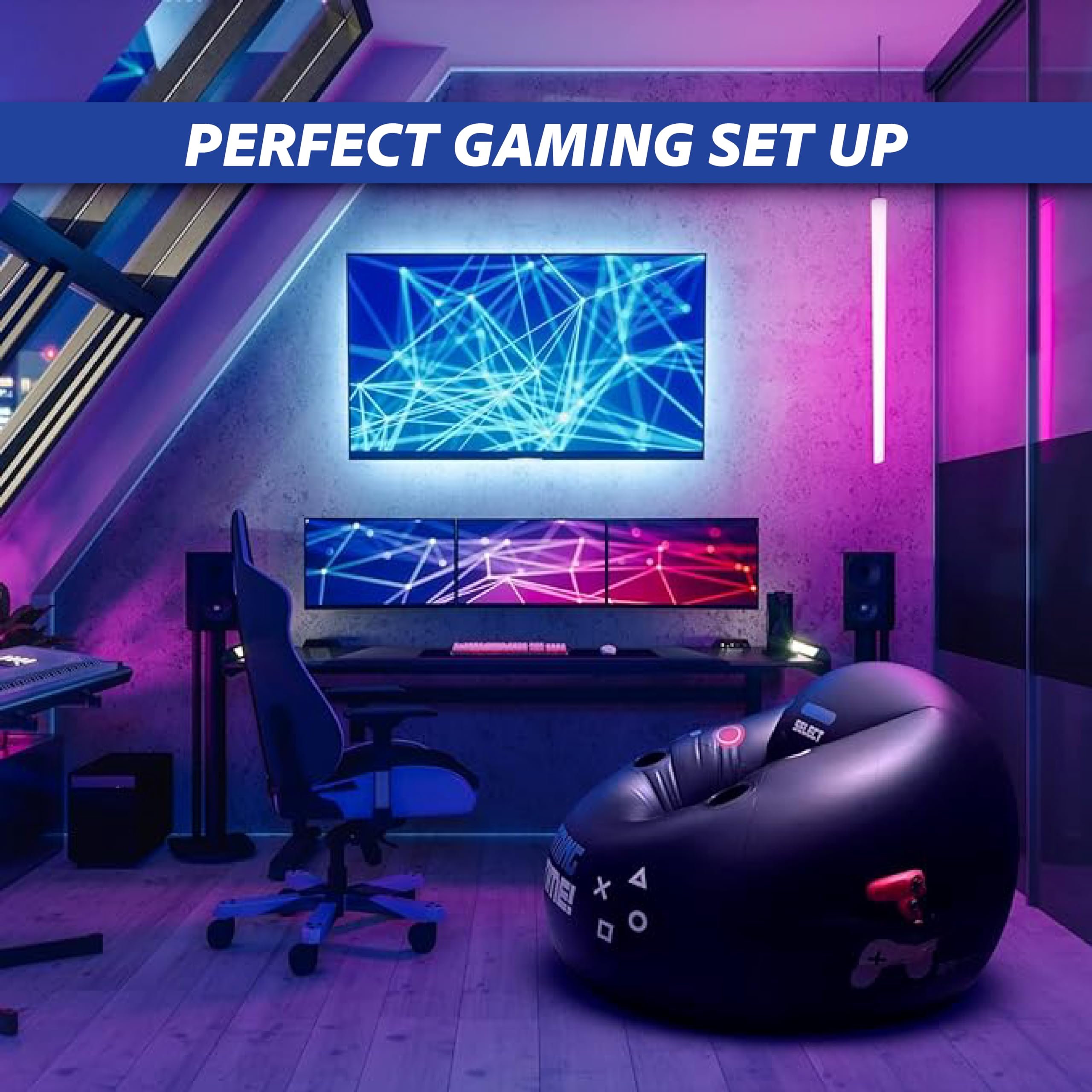 Inflatable Gaming Chair for Kids & Teens with Cup Holders and Side Pocket - This Air Gaming Bean Bag Chairs for kids is The Perfect Furniture for Gamer Room Decor - Perfect Gaming Stuff for boys 4-12 - Flex Gamingproduct_type