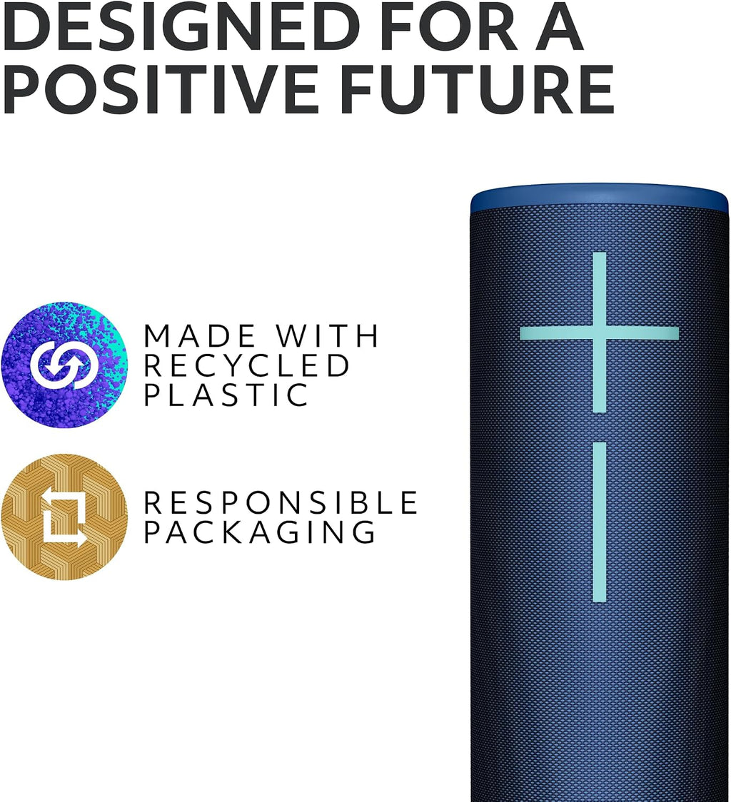 Ultimate Ears Boom 4 Portable Bluetooth Speaker, Waterproof - Blue | Balanced 360-degree sound, clear audio, deep bass, floating design, 15-hour battery life, 147ft (45m) wireless range
