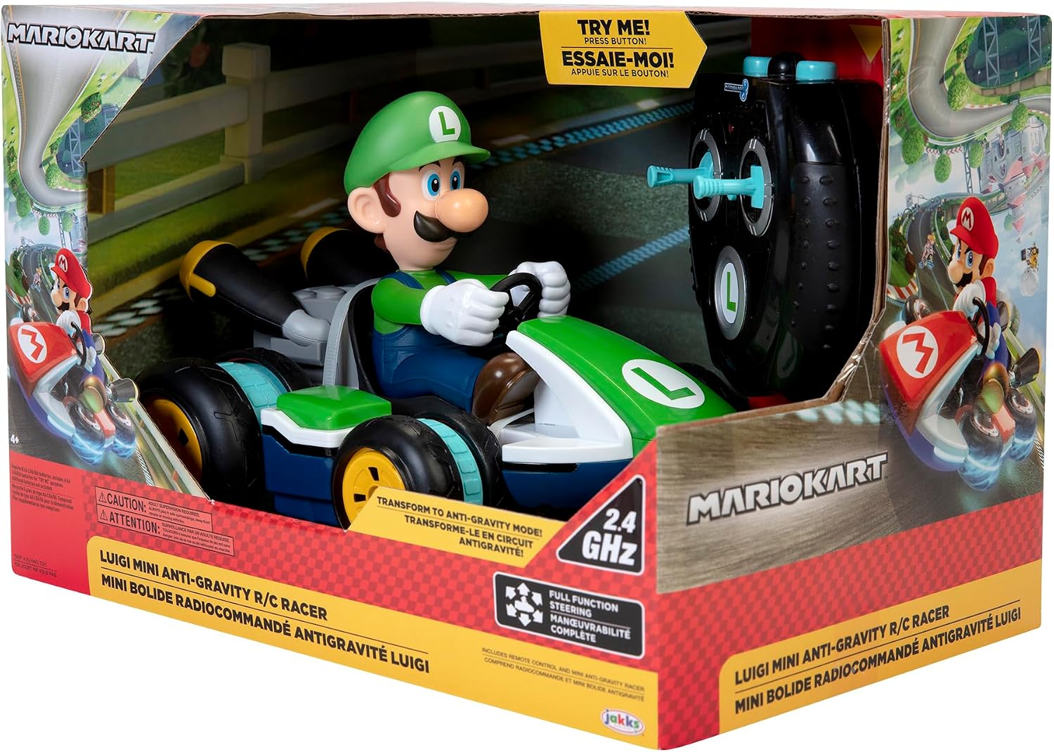 Nintendo Mario Kart 8 Luigi Mini Anti-Gravity Rc Racer 2.4Ghz, with Full Function Steering Create 360 Spins, Whiles & Drift!Up to 100'. Range - for Kids Ages 4+