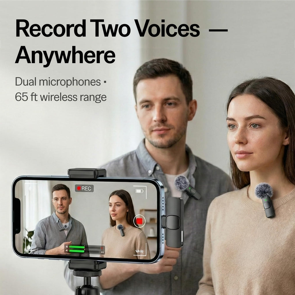 Mini Mic Pro (Latest Model – #1 Microphone for iPhone & Android, Wireless Mini Microphone, Clear Voice, Noise Cancelling, Lavalier Mic for TikTok, YouTube & Interviews