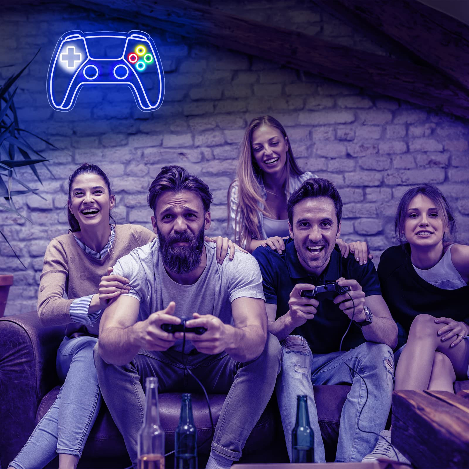 Gamer Neon Sign, Gamepad Shaped LED Neon Sign for Gamer Room Decor, Gaming Neon Sign for Boys Room Decor, Neon Gaming Sign for Gaming Wall Decor, USB Powered Gamer Gifts for Teens, Boys, Kids - Flex Gamingproduct_type
