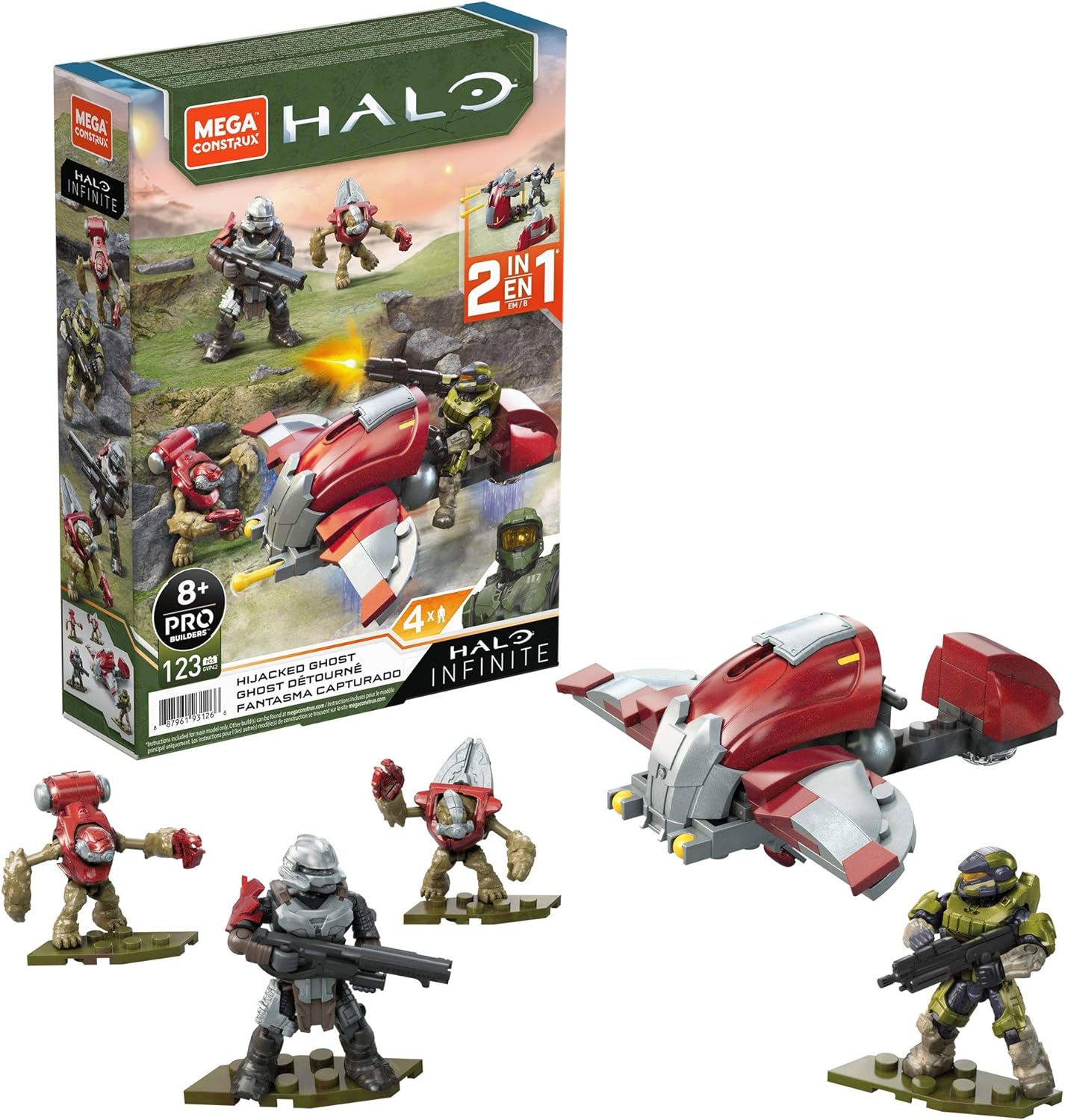 Mega Construx Halo Hijacked Ghost Vehicle Halo Infinite Construction Set, Building Toys for Kids