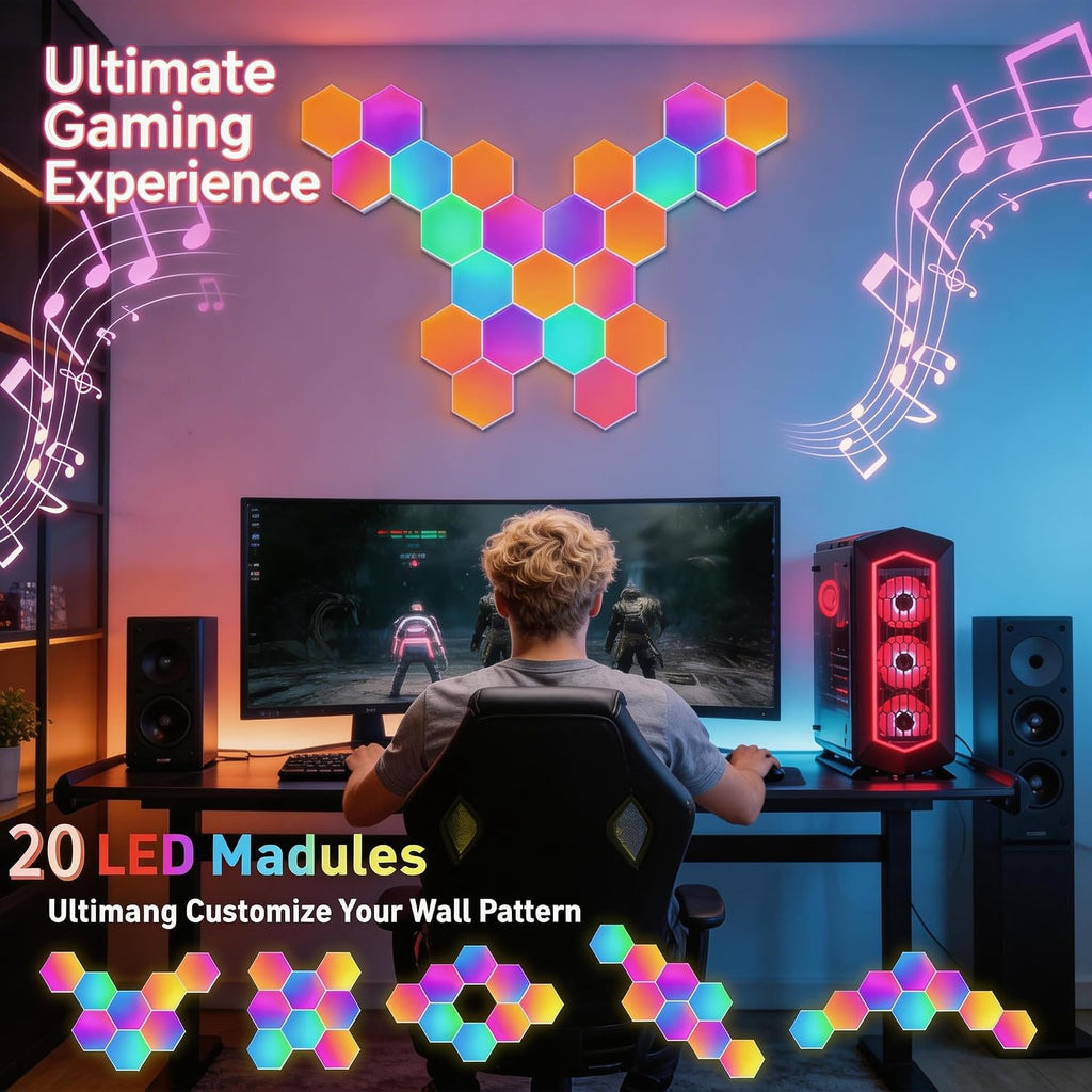 NIUCOO RGB Hexagon LED Wall Panels – 3 Sizes