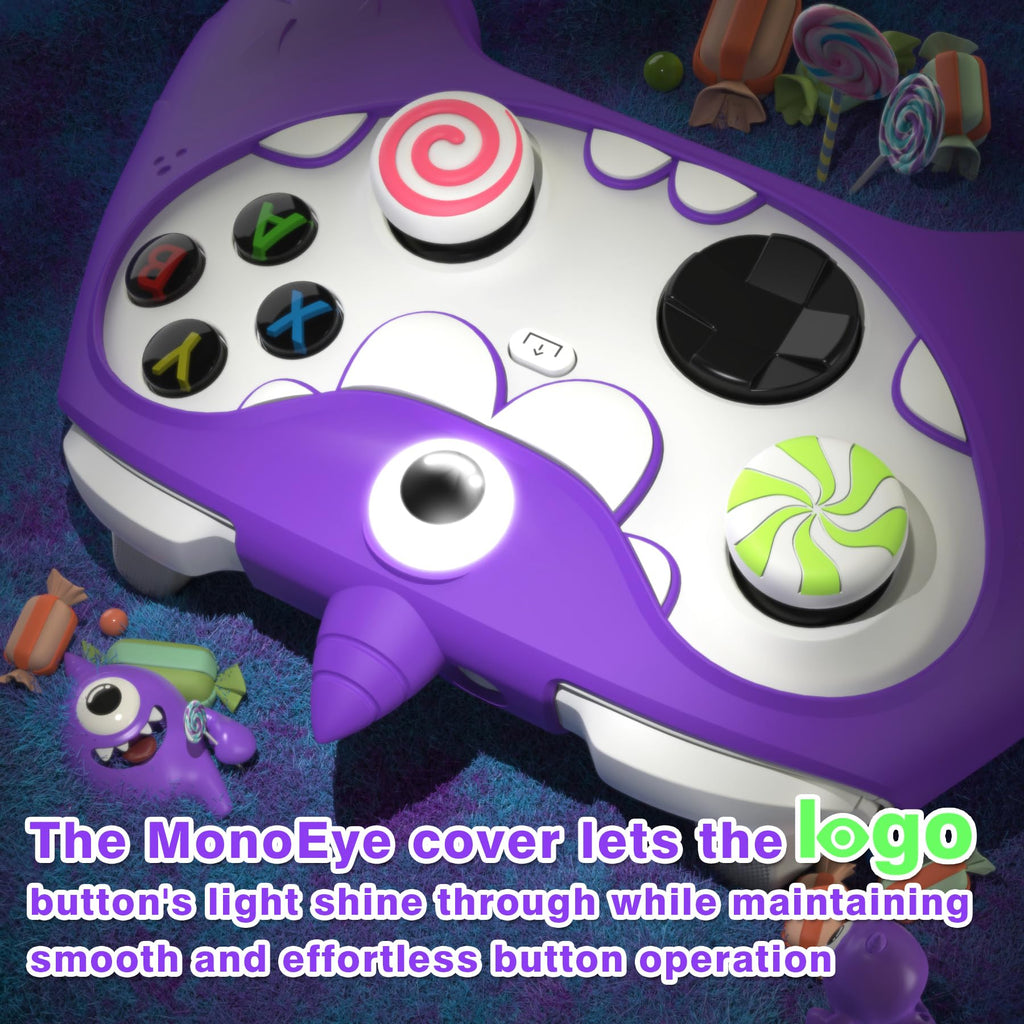 PlayVital MonoEye Monster Controller Skin for Xbox Series X/S - Cute Anti-Slip Silicone Cover Case with 4 Candy Thumb Grip Caps & Stickers, Full Protection Set, Green - Flex Gamingproduct_type