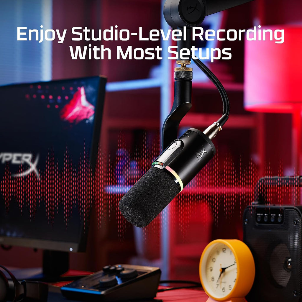 HyperX FlipCast Streaming XLR/USB Dynamic Microphone for PC, MacOS, PlayStation, Nintendo Switch, Broadcast Quality, USB, XLR, Universal Mount, Black