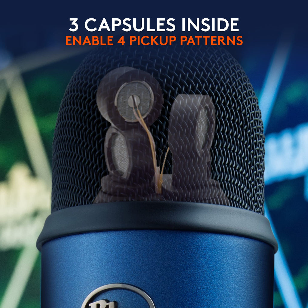 Logitech Creators Blue Yeti USB Microphone for PC, Mac, Gaming, Recording, Streaming, Podcasting, Studio and Computer Condenser Mic with Blue VO!CE effects, 4 Pickup Patterns, Plug and Play - Blackout | VO!CE effects, 4 pickup patterns, plug-and-play oper