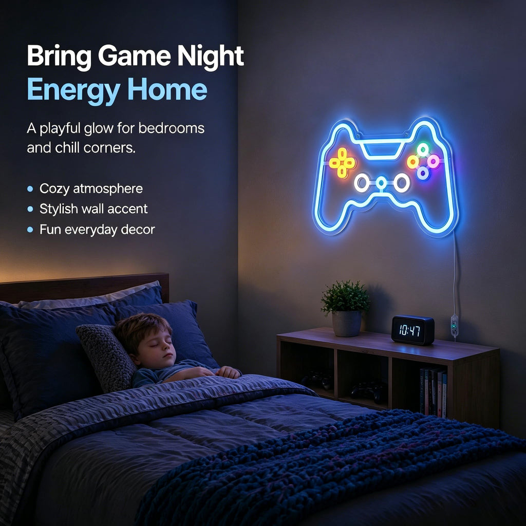 Motion Sensor Gamer Neon Sign Neon Light for Boys Room, Game Controller LED Sign for Gaming Room Decor,Neon Signs USB-Powered With Auto-on/off Switch,Gamer Gifts for Teens,Boys,Kids - Flex Gamingproduct_type