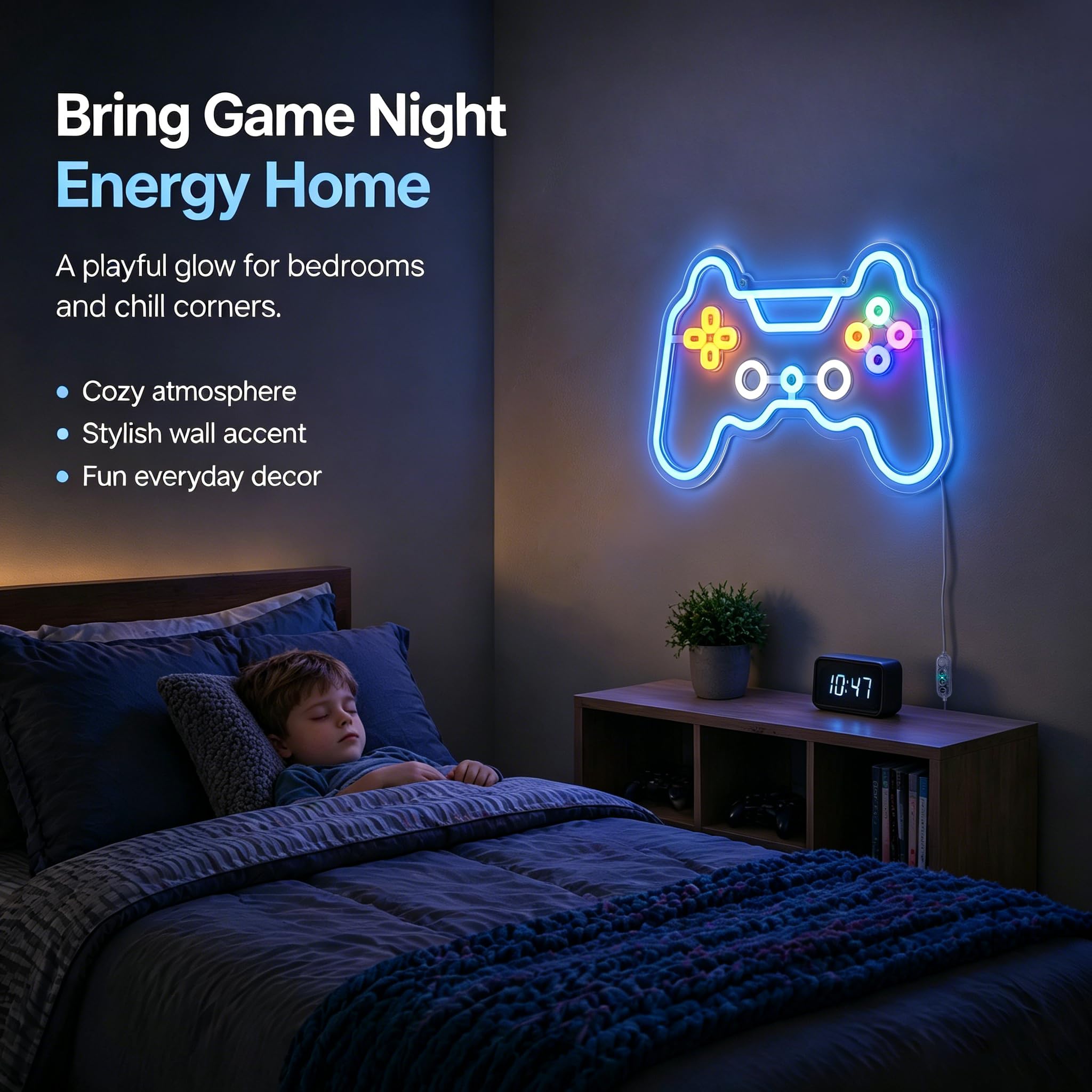 Motion Sensor Gamer Neon Sign Neon Light for Boys Room, Game Controller LED Sign for Gaming Room Decor,Neon Signs USB-Powered With Auto-on/off Switch,Gamer Gifts for Teens,Boys,Kids - Flex Gamingproduct_type