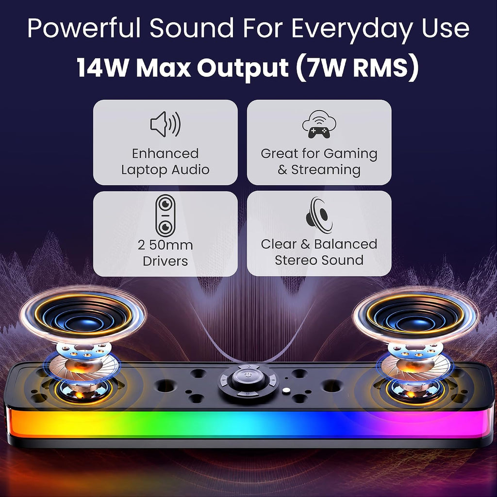 Philips PC Sound Bar Desktop Speaker with Bluetooth 5.4 & RGB