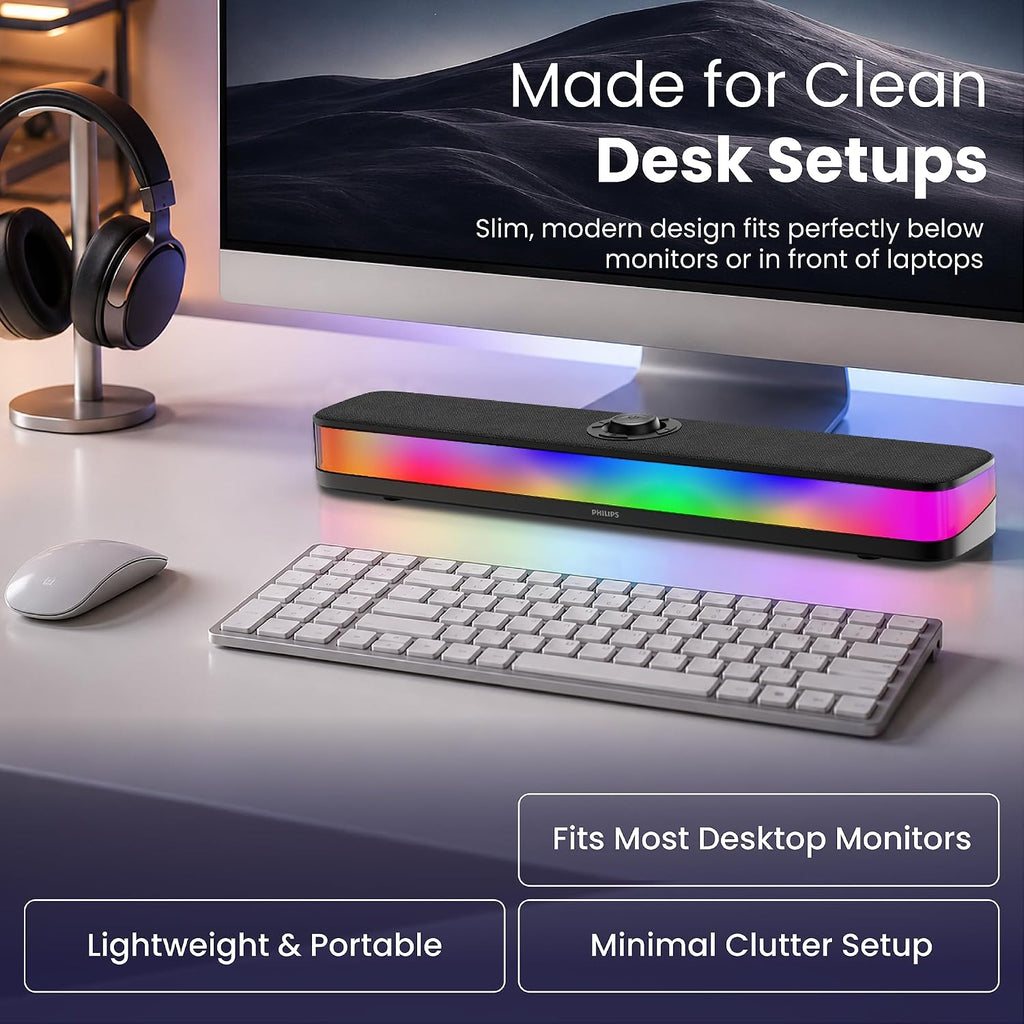 Philips PC Sound Bar Desktop Speaker with Bluetooth 5.4 & RGB
