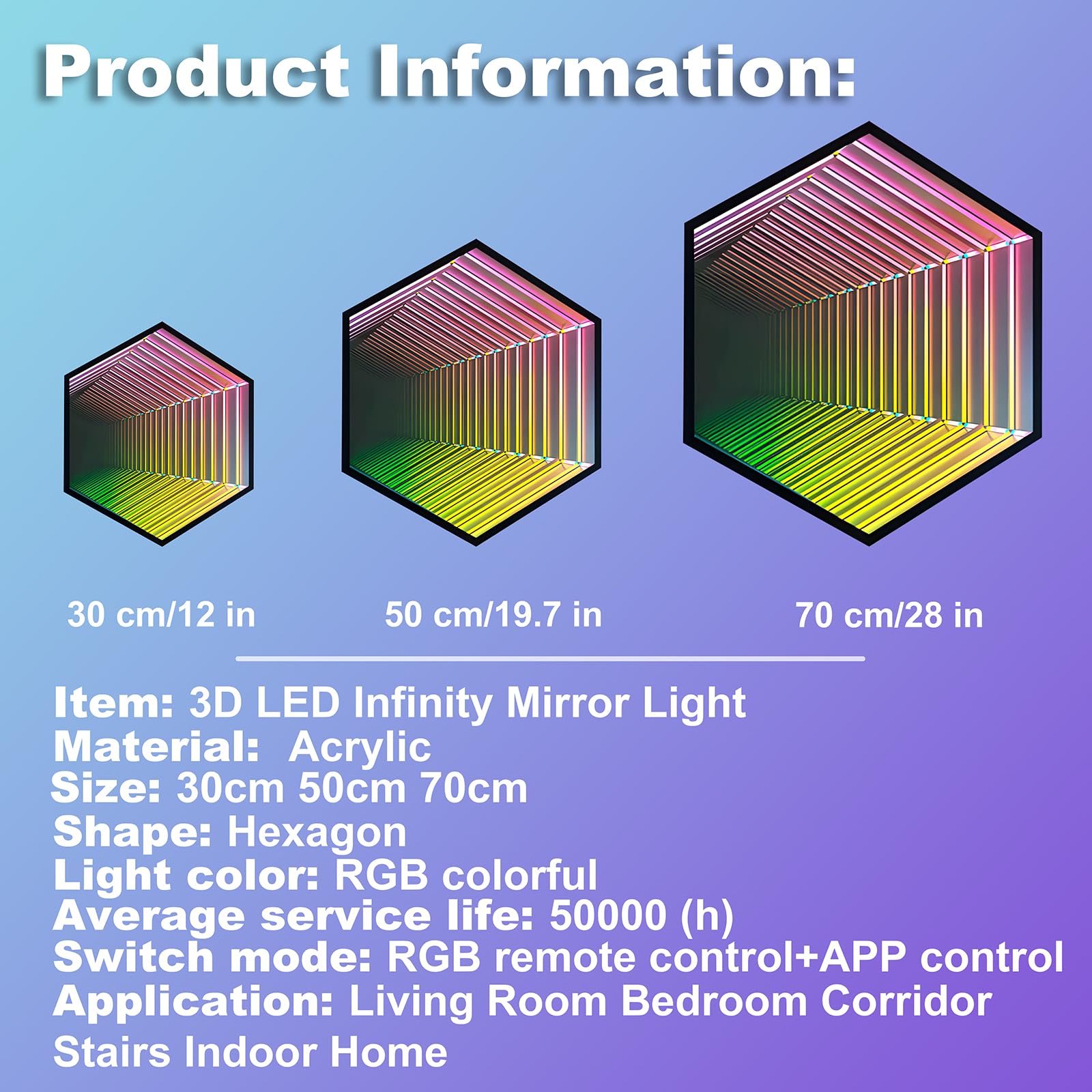 3D Infinity Mirror Light, 28" Octagon LED Tunnel Wall Light with 358 LEDs, App & Remote RGB Color Changing Mirror for Gaming Room Decor, Party, Bar, Geometric Art Deco Wall Mounted - Flex Gamingproduct_type