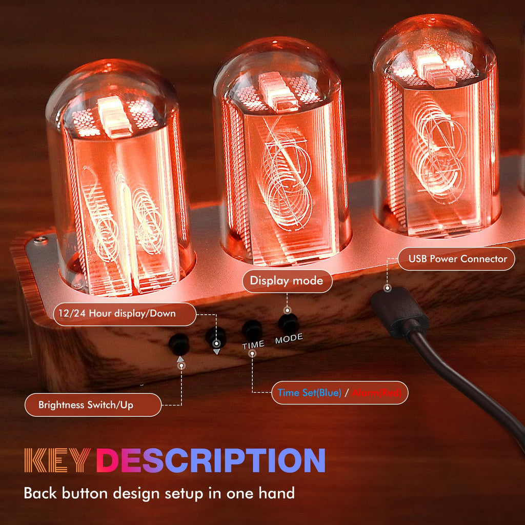 ClocTeck Nixie Tube Clock – Brown, Walnut & 6 Tubes