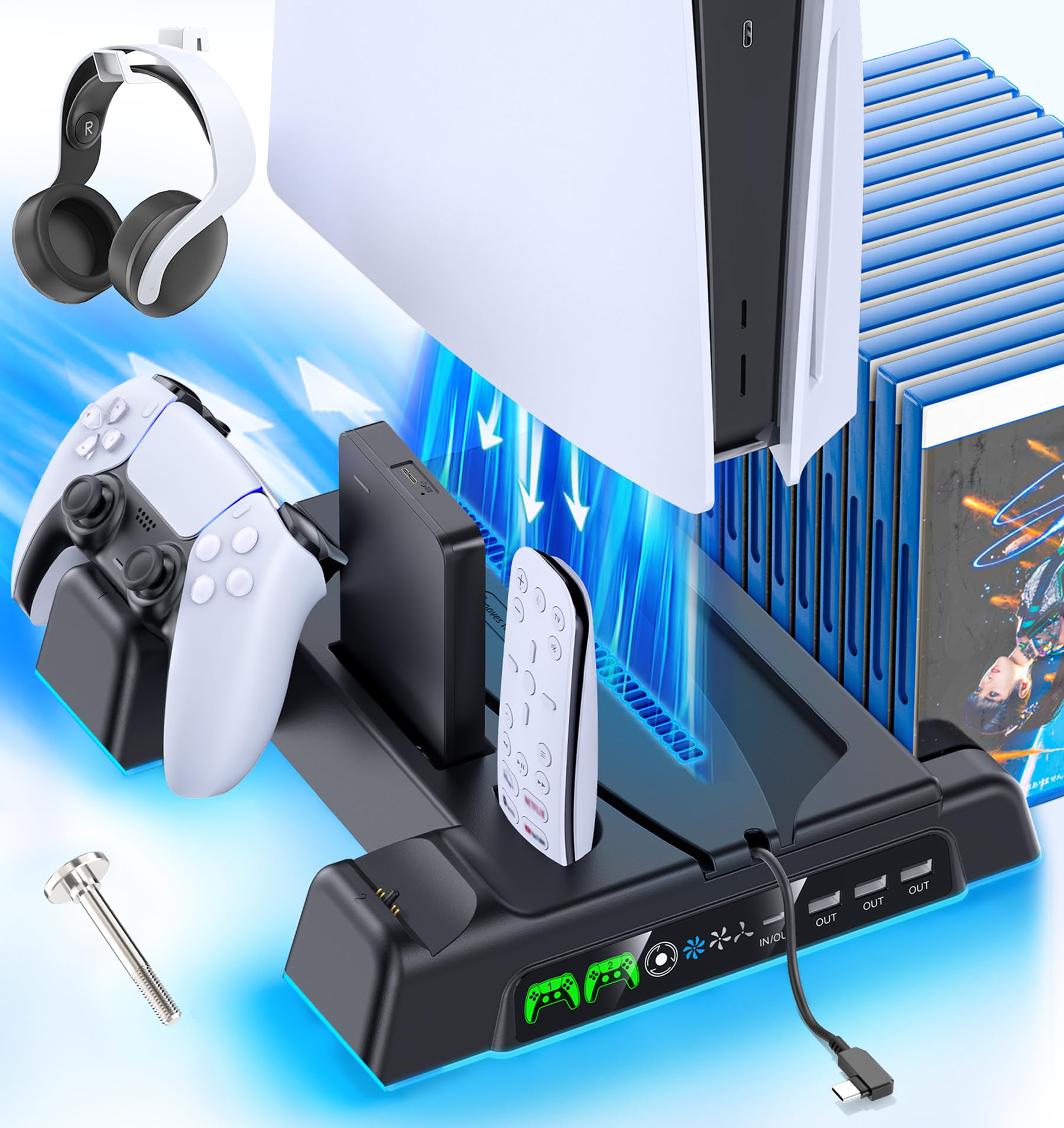 OIVO PS5 Stand & Cooling Station with Controller Charging – 5 Colours